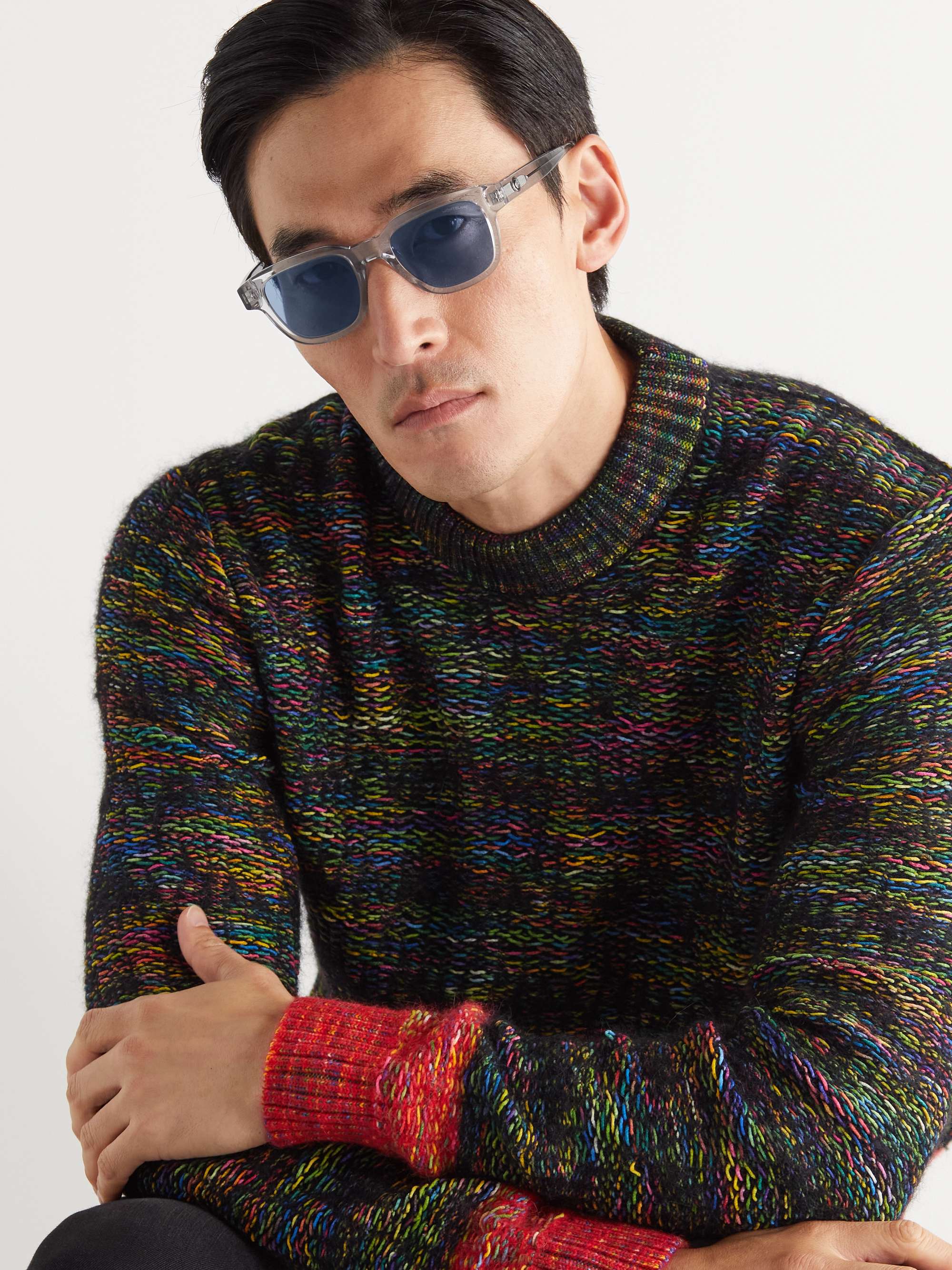 MONTBLANC Square-Frame Acetate and Silver-Tone Sunglasses