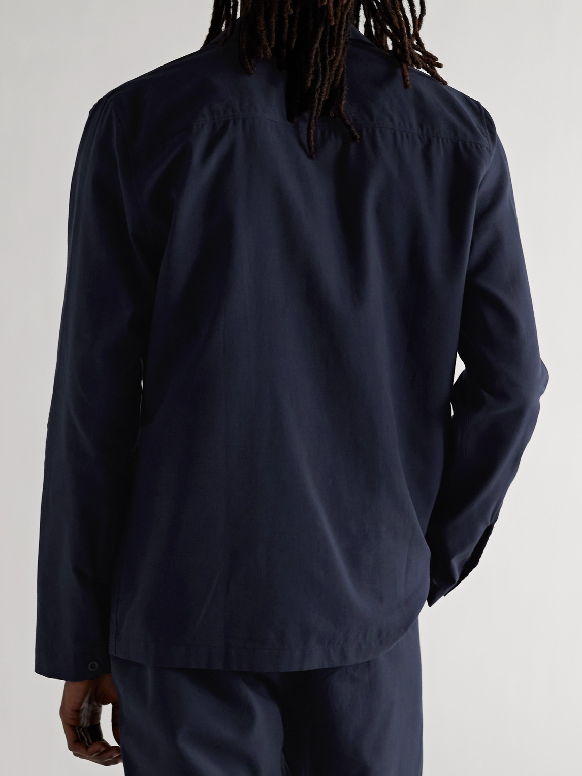 Shop Sunspel Camp-collar Cotton-twill Pyjama Shirt In Blue