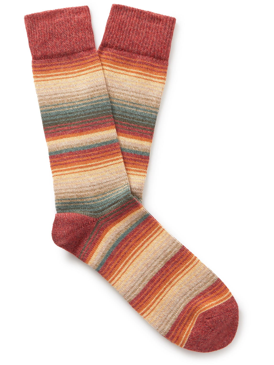 Anonymous Ism Sarape Striped Knitted Socks In Red