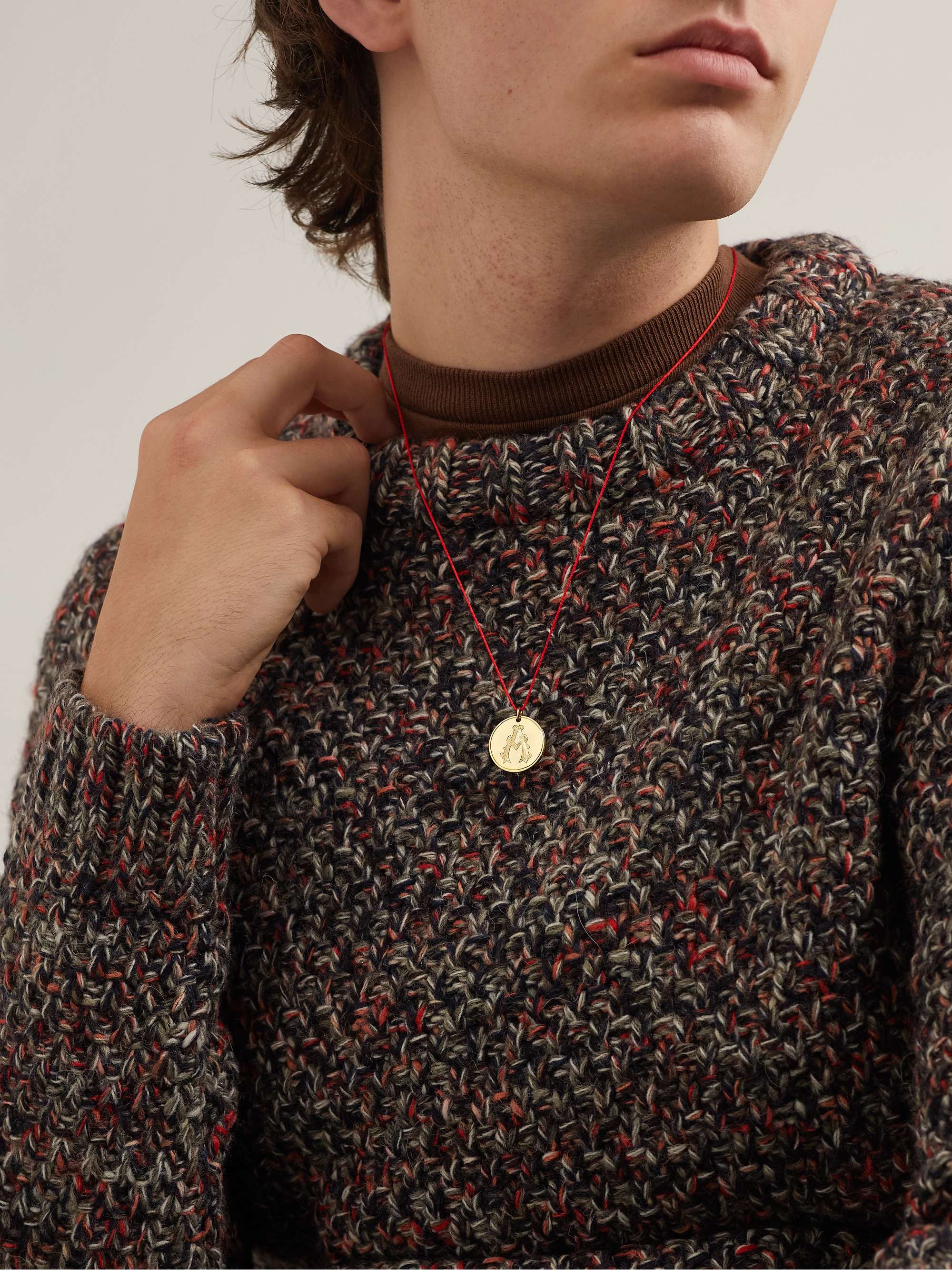 DUFFY JEWELLERY Initial 18-Karat Gold and Cord Necklace