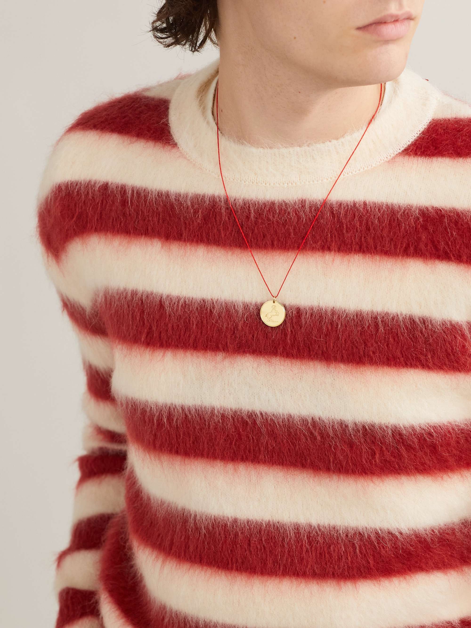 DUFFY JEWELLERY Initial 18-Karat Gold and Cord Necklace