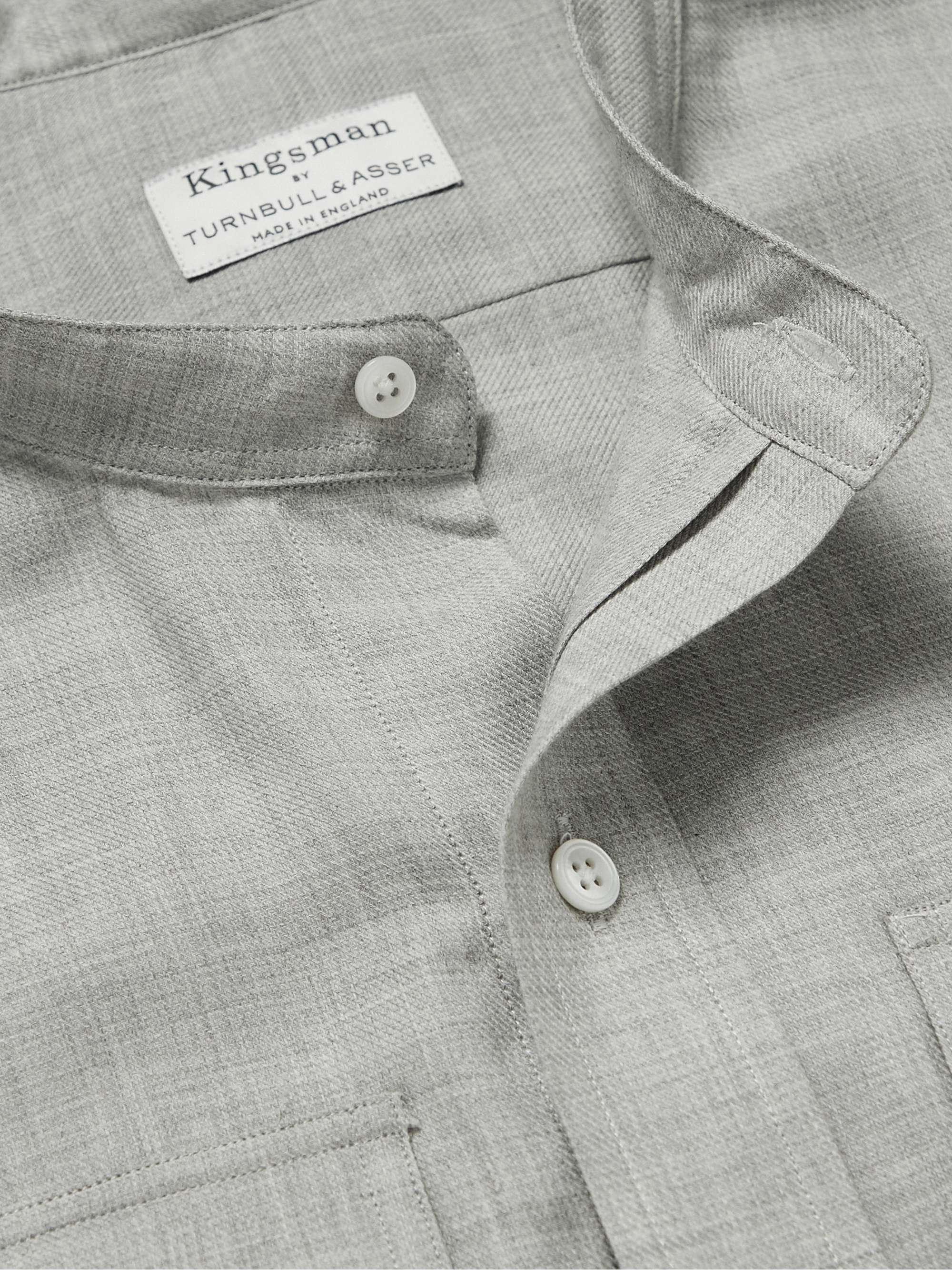 KINGSMAN + Turnbull & Asser Unwin Grandad-Collar Cotton and Cashmere-Blend Shirt