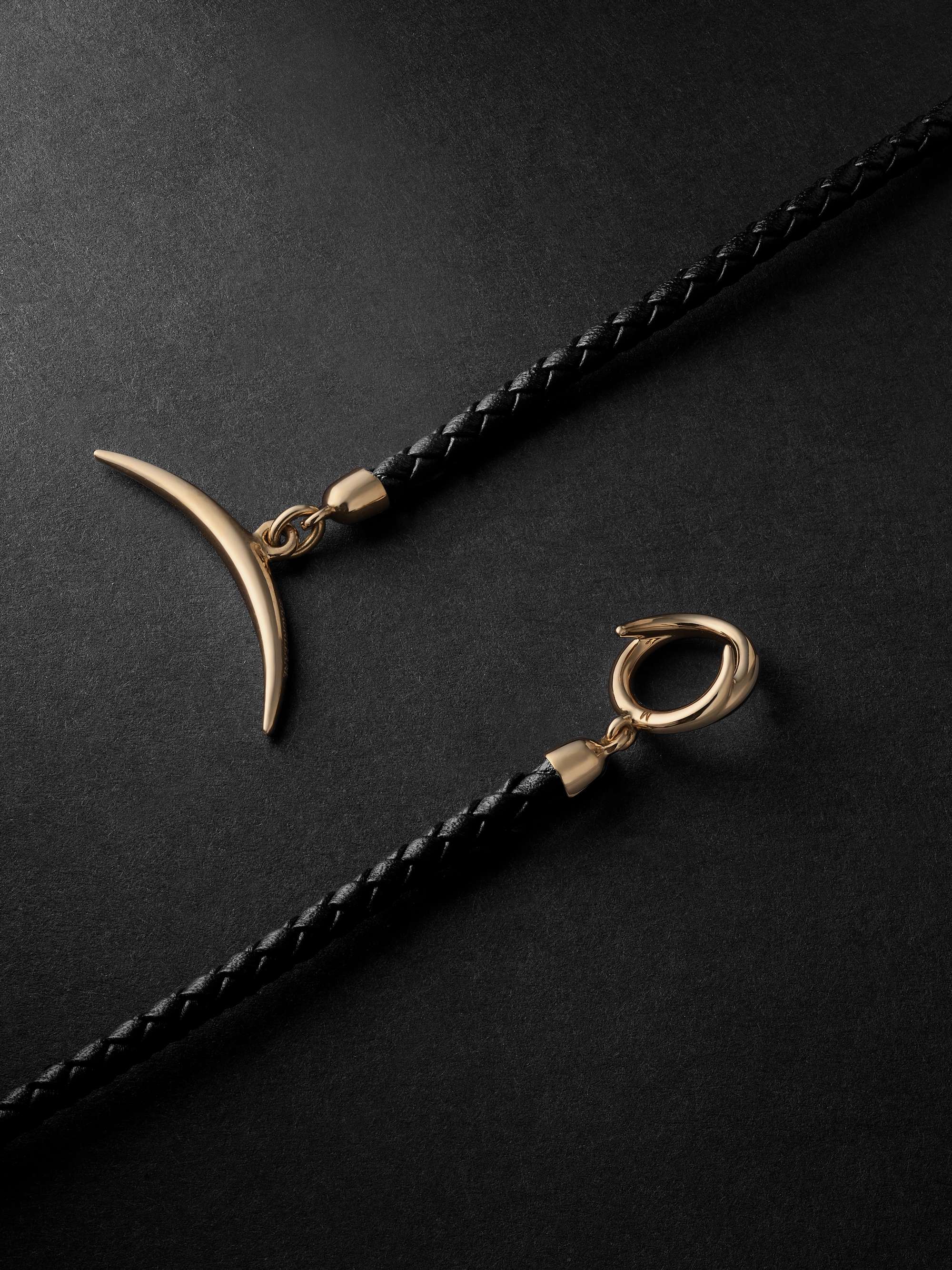 SHAUN LEANE Quill 18-Karat Gold and Braided Leather Bracelet