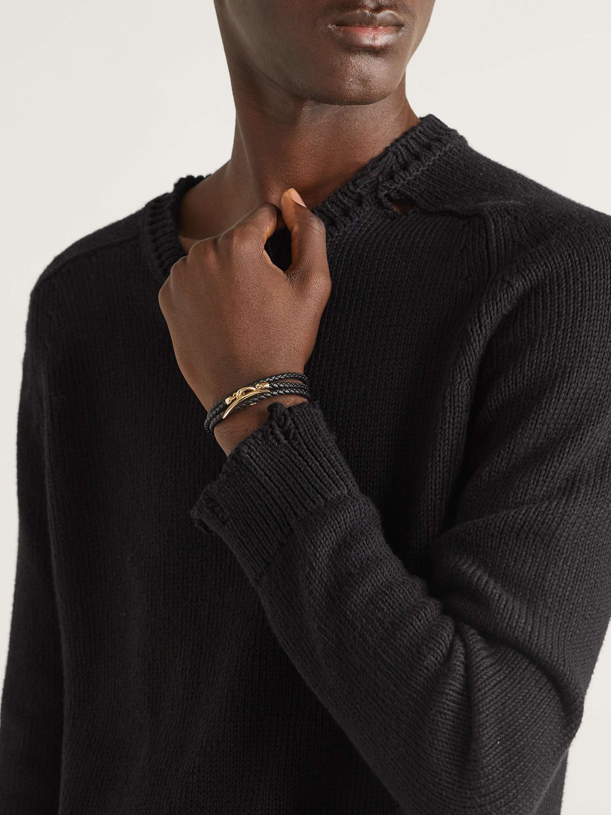 SHAUN LEANE Quill 18-Karat Gold and Braided Leather Bracelet