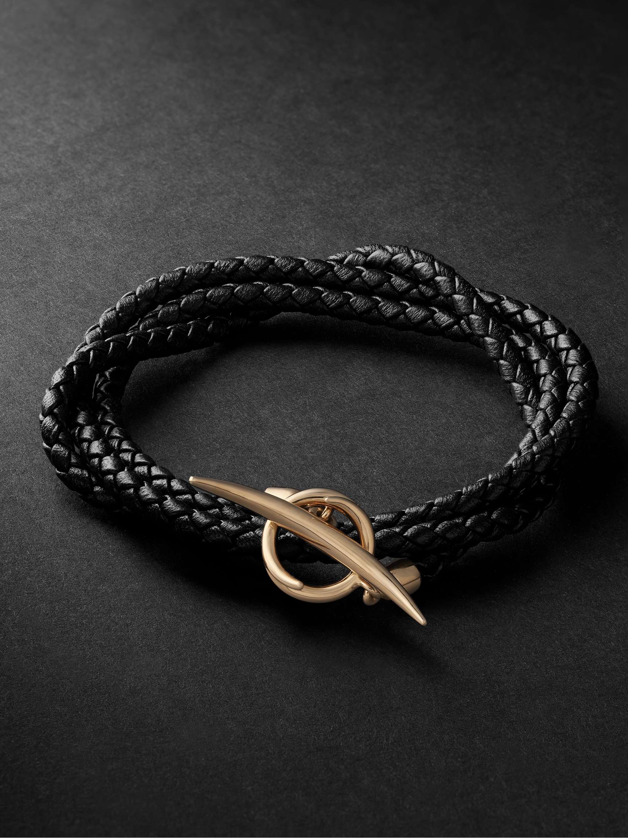 SHAUN LEANE Quill 18-Karat Gold and Braided Leather Bracelet