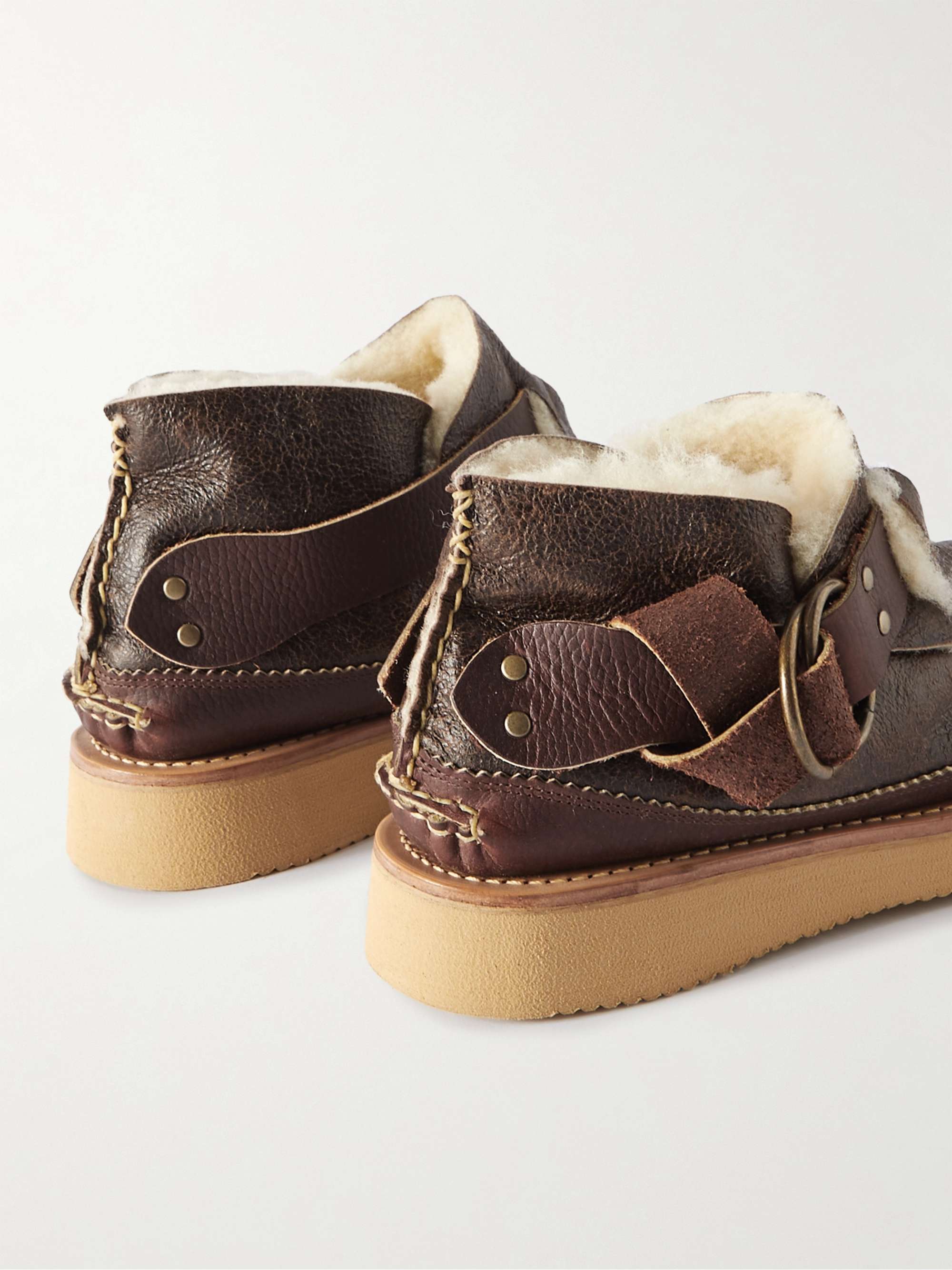 YUKETEN Shearling-Lined Leather Boots