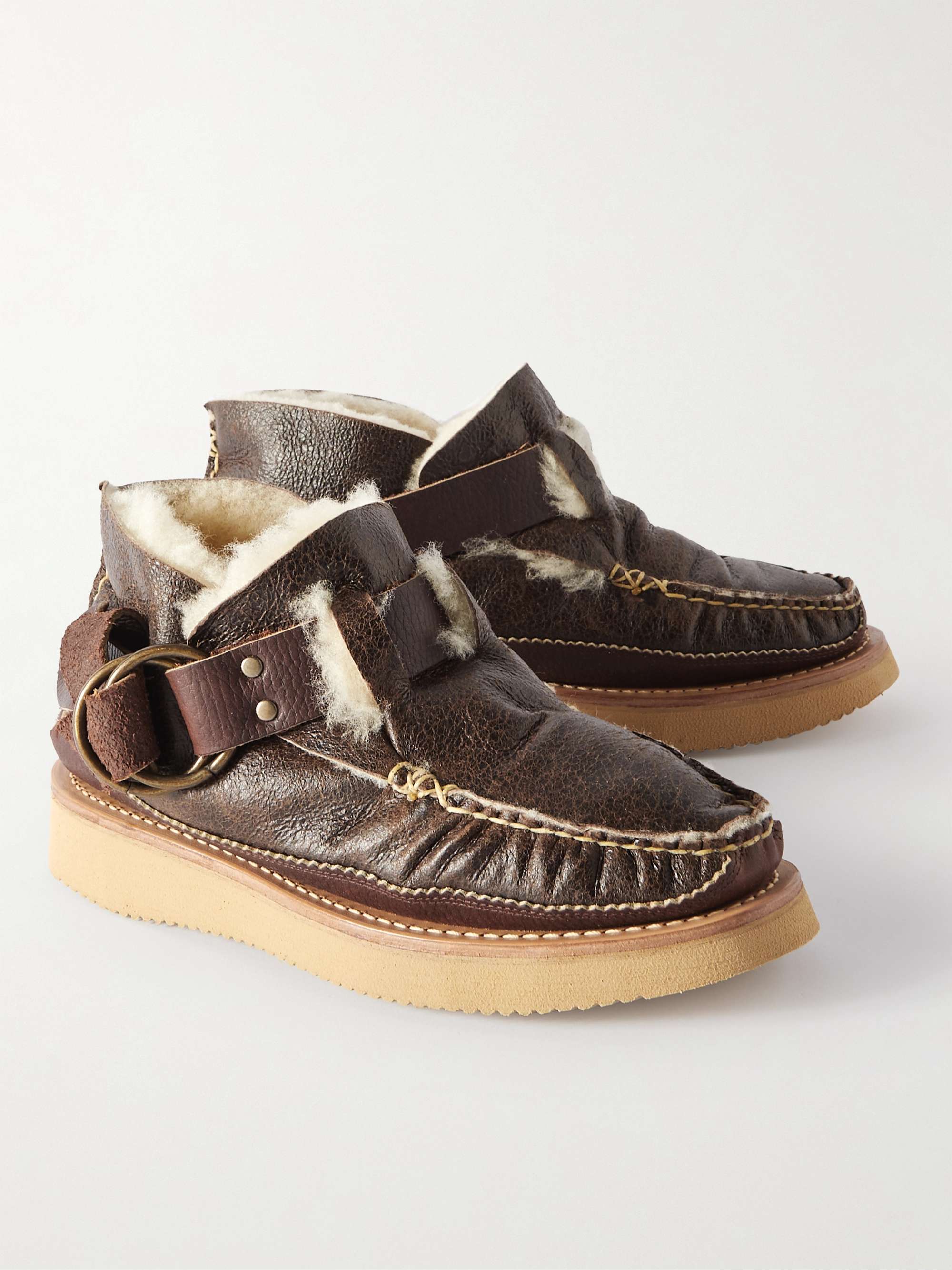 YUKETEN Shearling-Lined Leather Boots