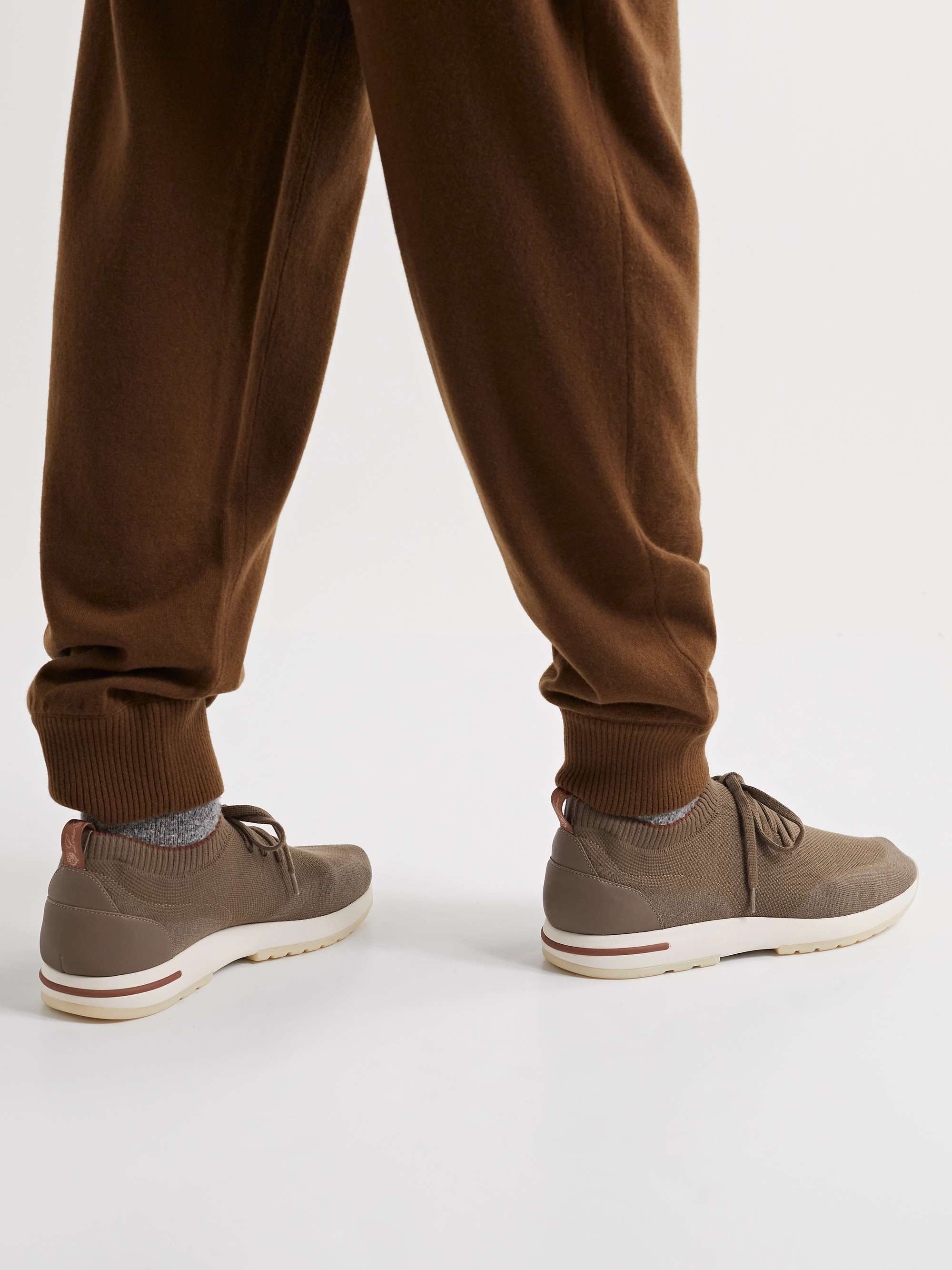 LORO PIANA 360 Flexy Walk Leather-Trimmed Knitted Wish Wool Sneakers