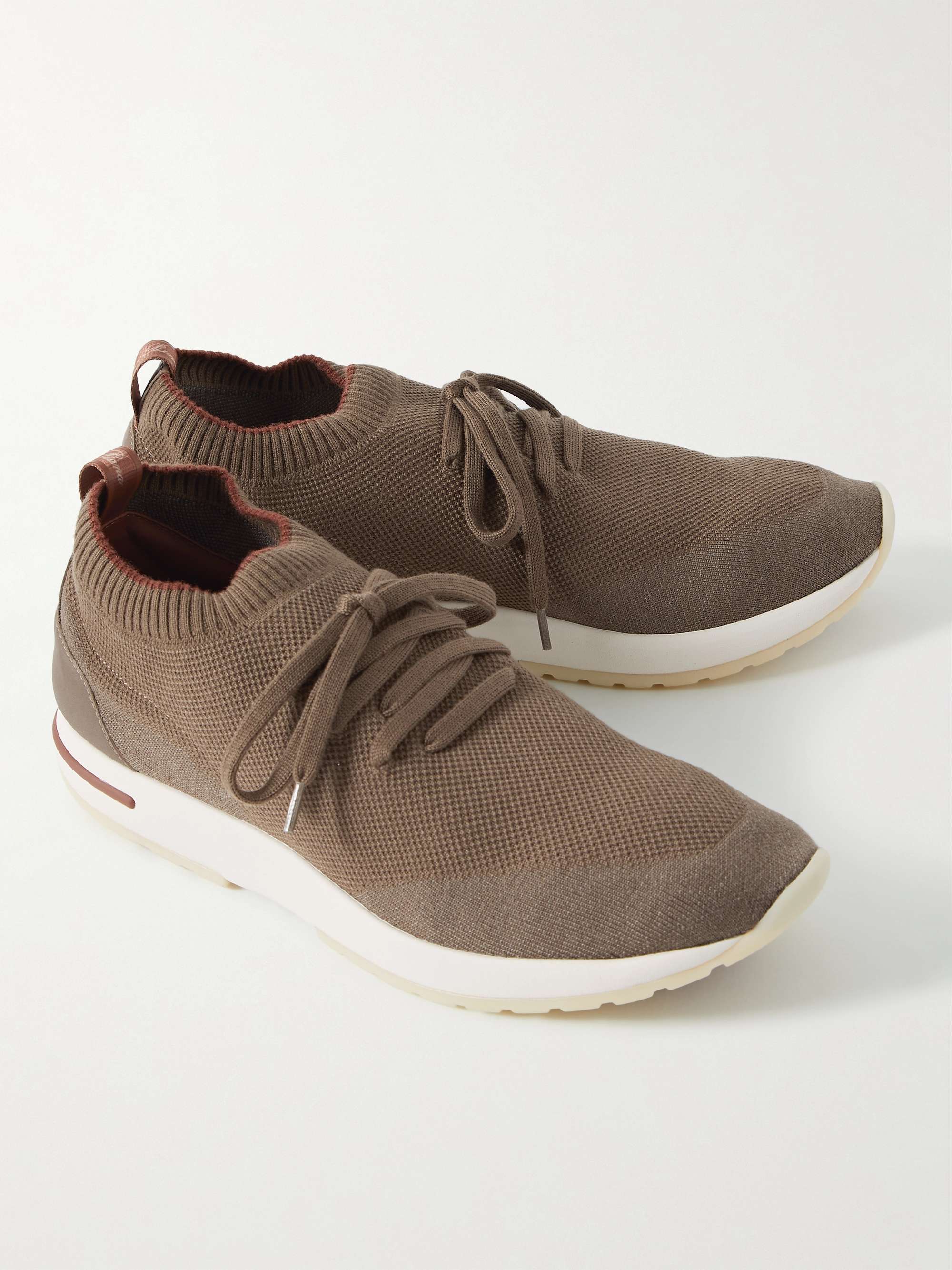 LORO PIANA 360 Flexy Walk Leather-Trimmed Knitted Wish Wool Sneakers