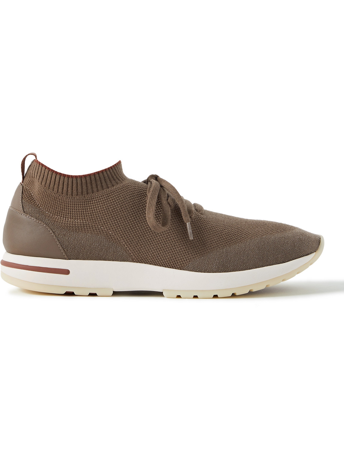 Loro Piana 360 Flexy Walk Leather-trimmed Knitted Wool Sneakers In Brown