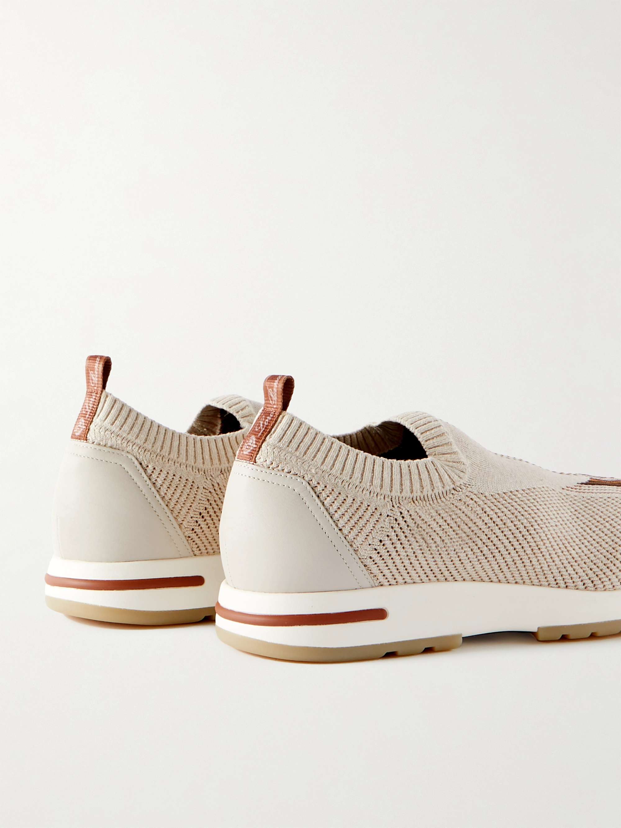LORO PIANA 360 Lp Flexy Walk Leather-Trimmed Linen and Silk-Blend Slip-On Sneakers