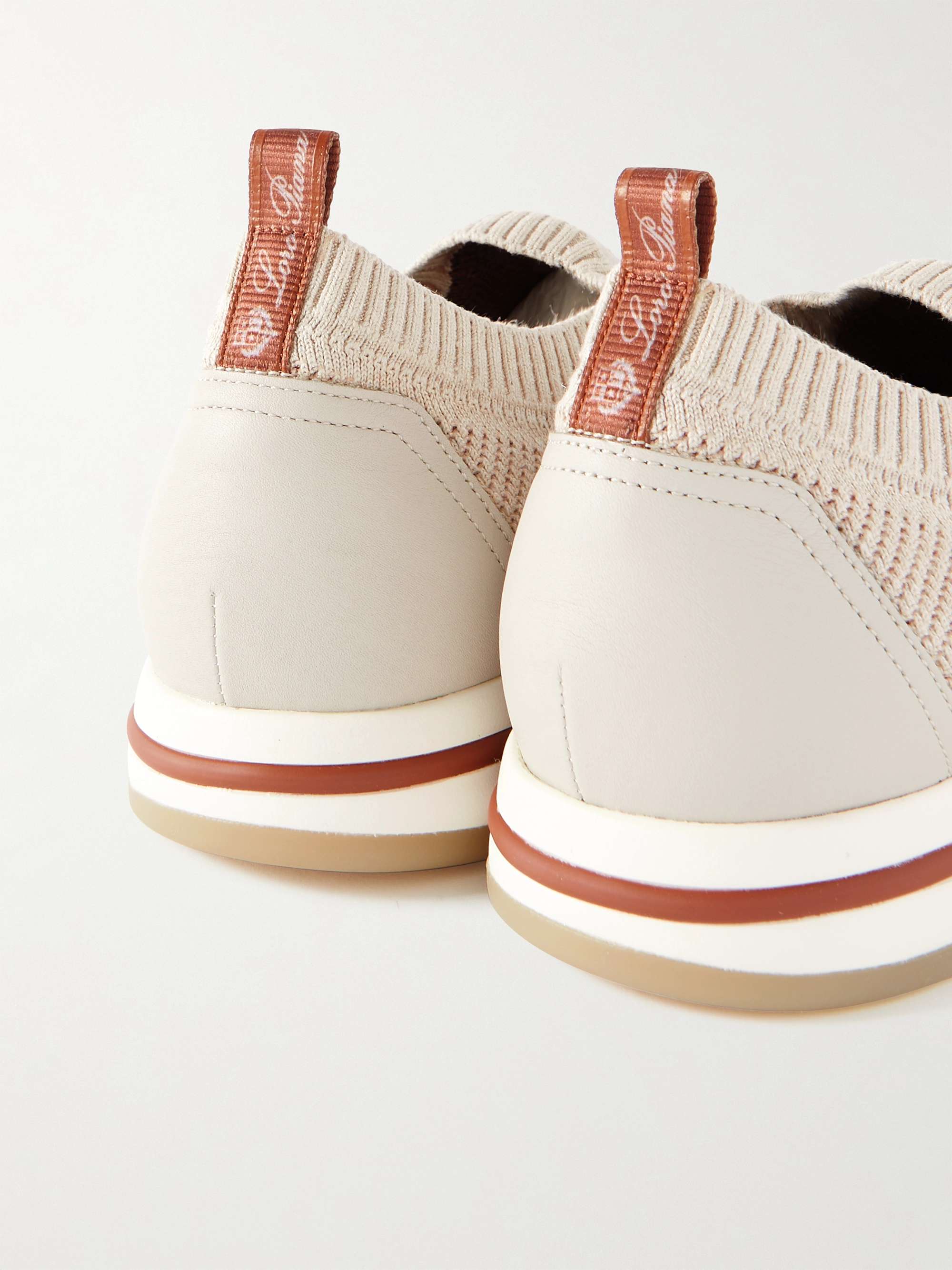 LORO PIANA 360 Lp Flexy Walk Leather-Trimmed Linen and Silk-Blend Slip-On Sneakers