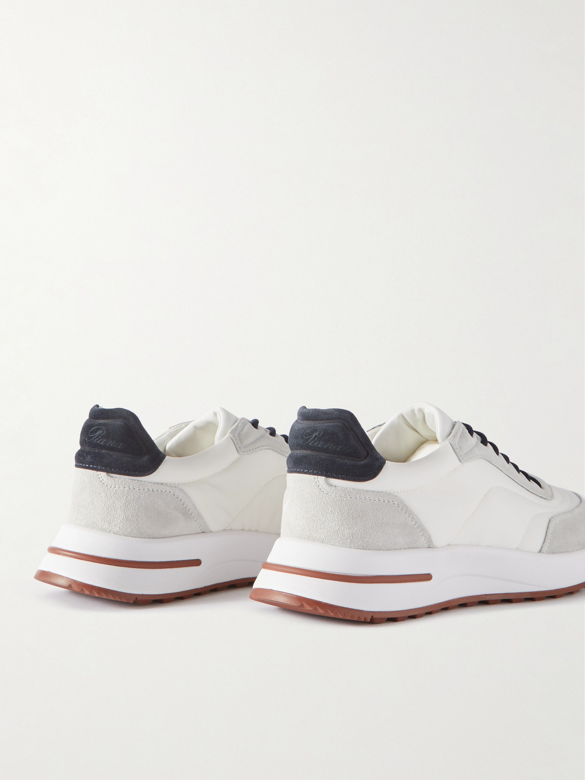 Shop Loro Piana Weekend Walk Suede-trimmed Shell Sneakers In White