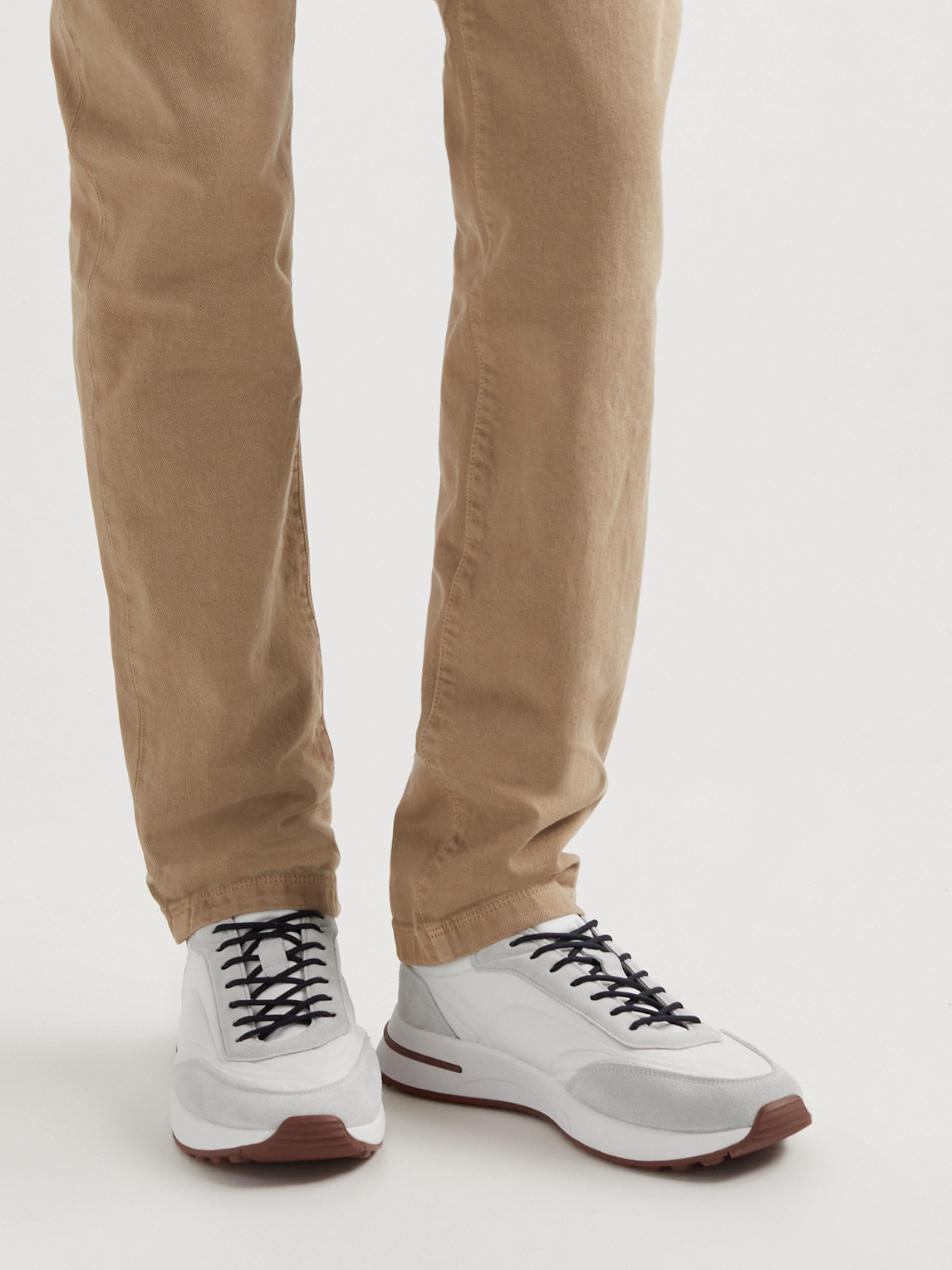 Shop Loro Piana Weekend Walk Suede-trimmed Shell Sneakers In White