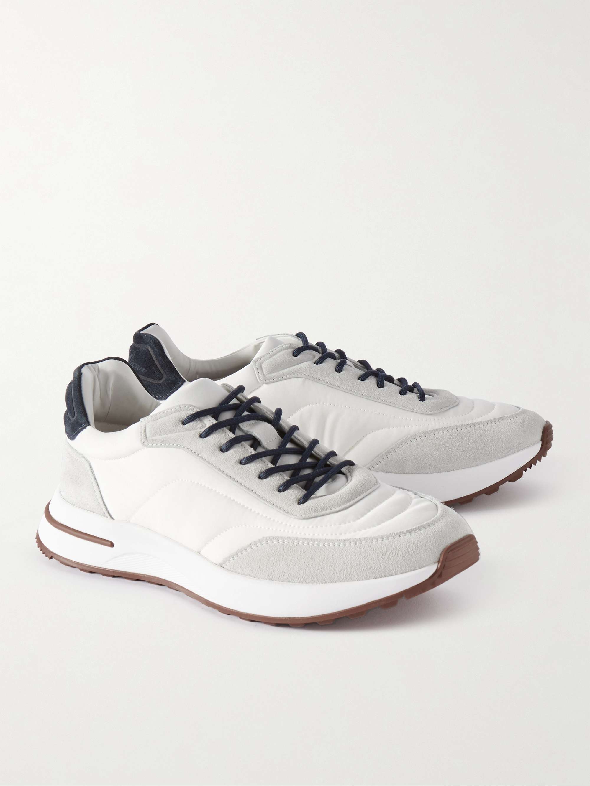 LORO PIANA Weekend Walk Suede-Trimmed Shell Sneakers