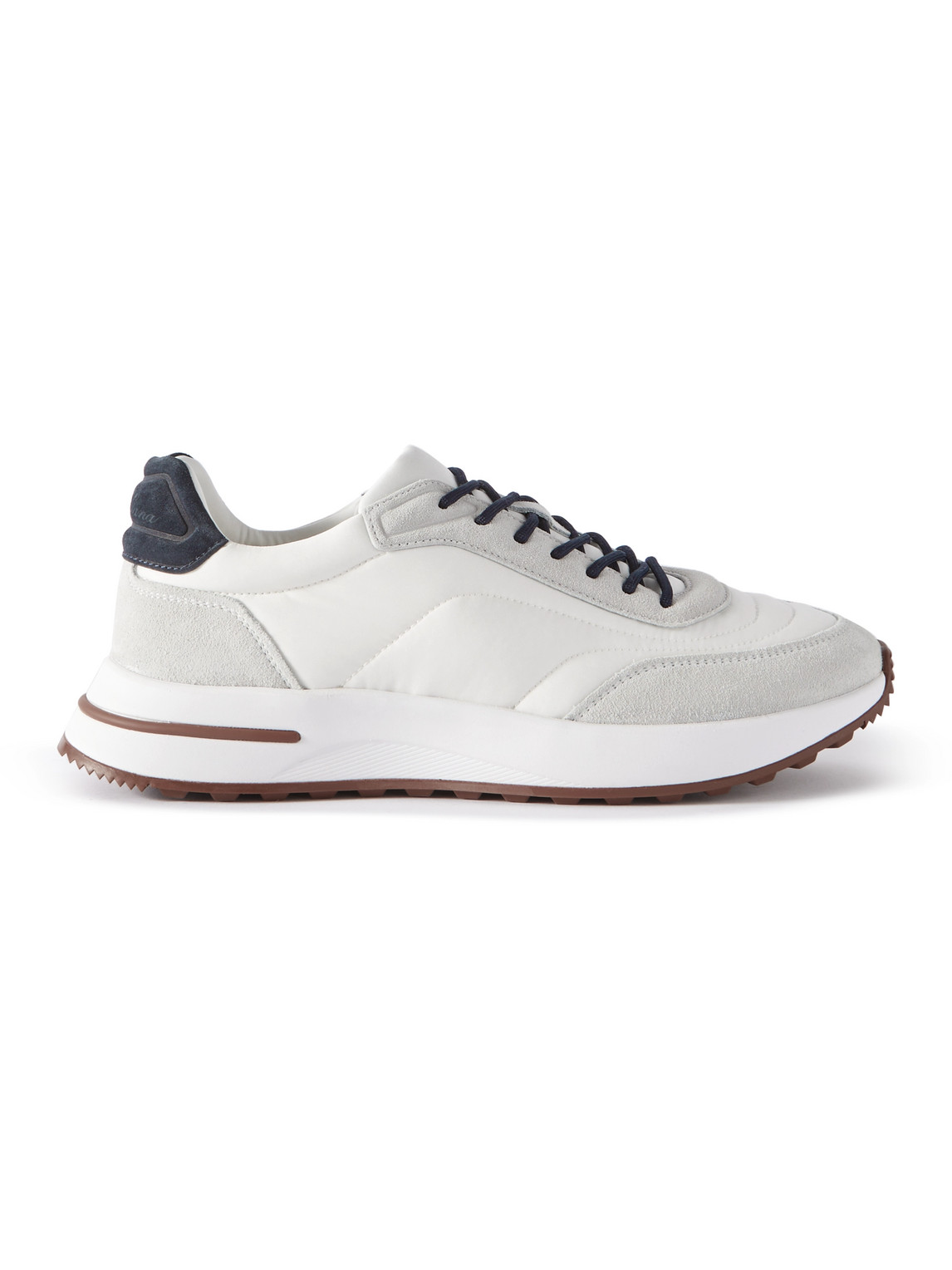 Shop Loro Piana Weekend Walk Suede-trimmed Shell Sneakers In White