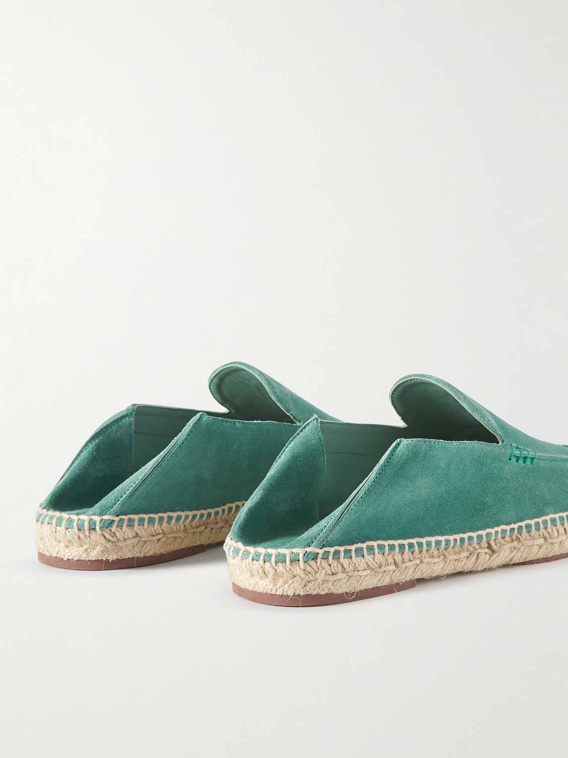 Shop Loro Piana Seaside Walk Collapsible-heel Suede Espadrilles In Green