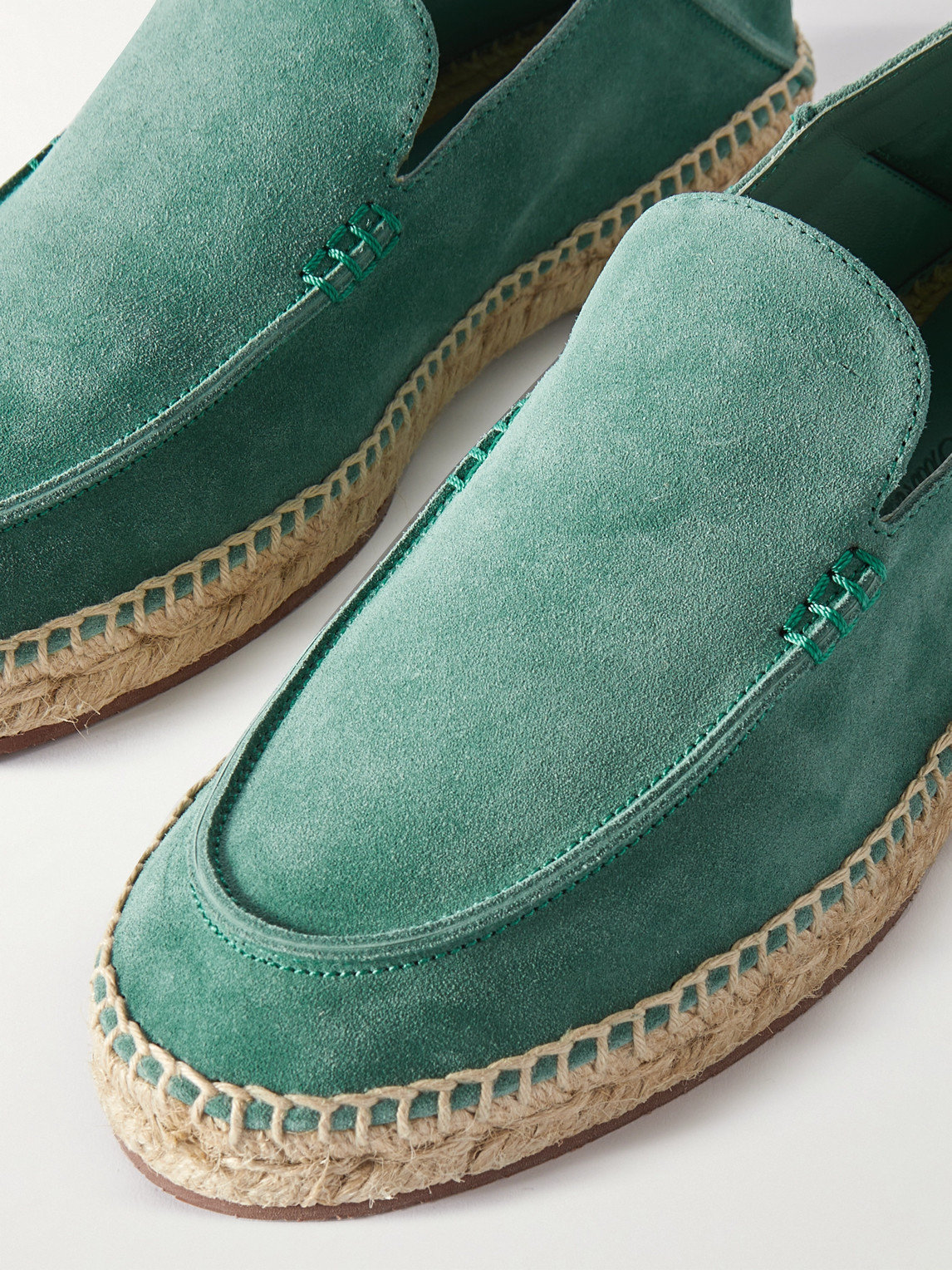 Shop Loro Piana Seaside Walk Collapsible-heel Suede Espadrilles In Green