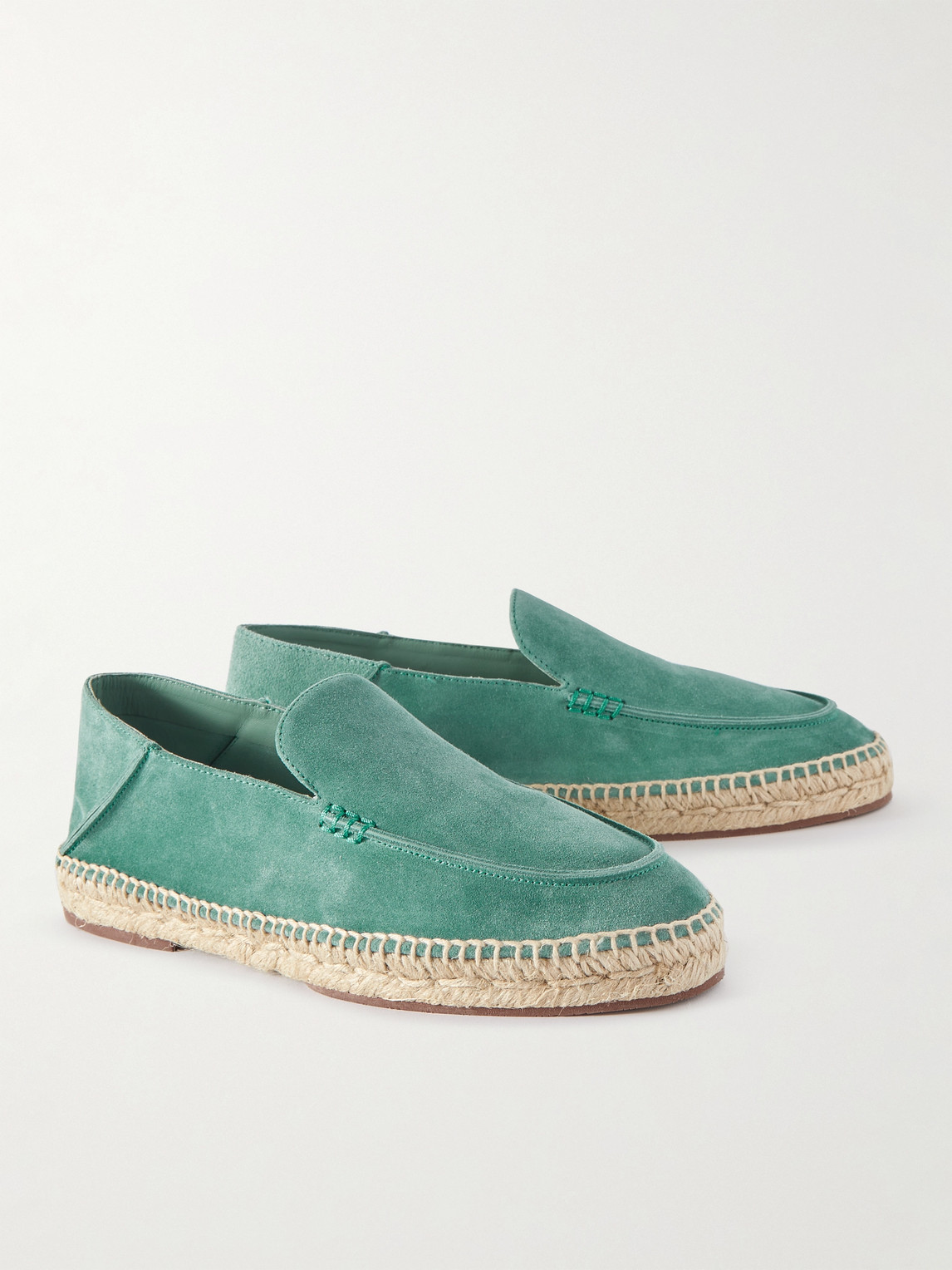 Shop Loro Piana Seaside Walk Collapsible-heel Suede Espadrilles In Green