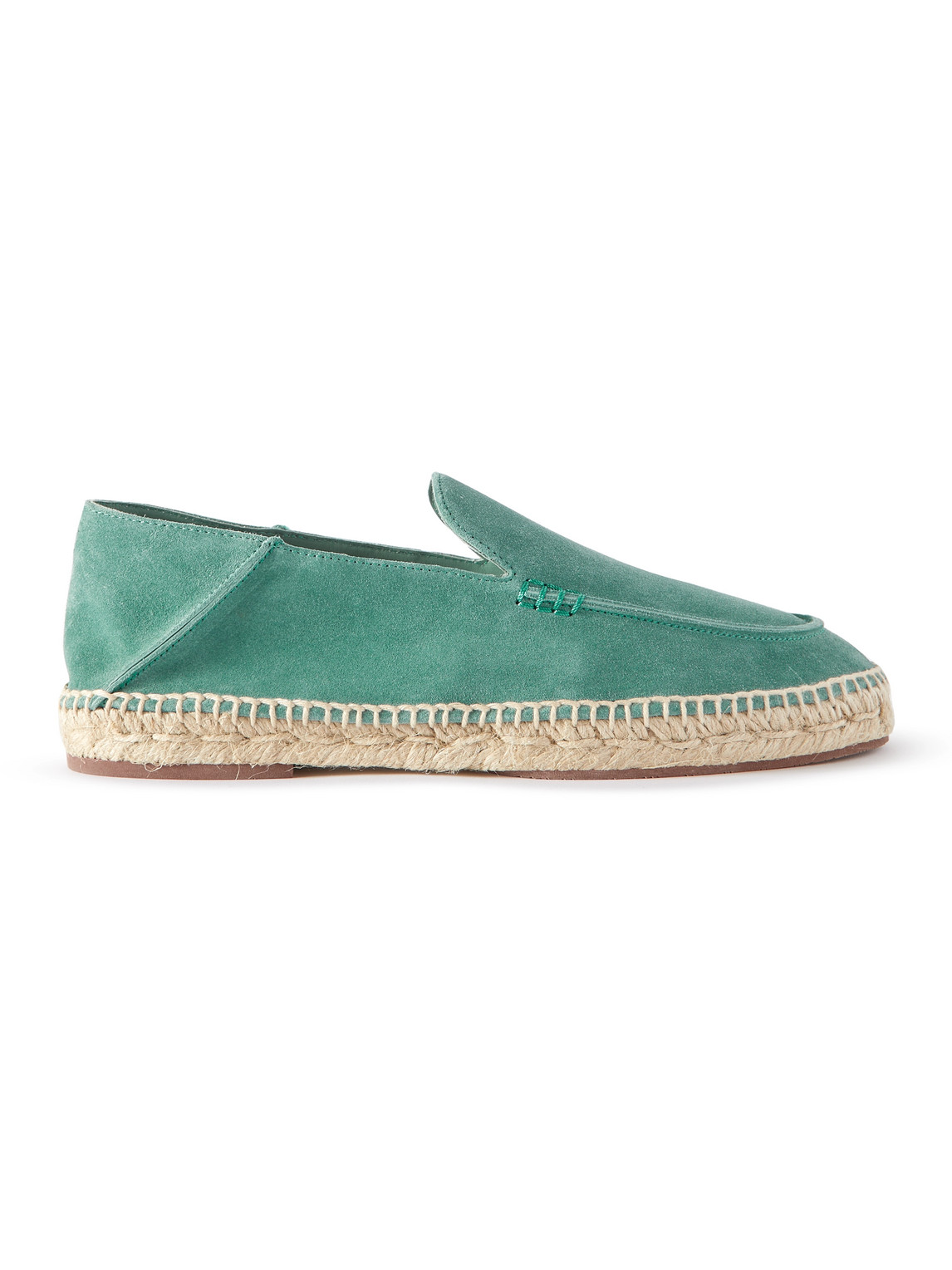 Shop Loro Piana Seaside Walk Collapsible-heel Suede Espadrilles In Green