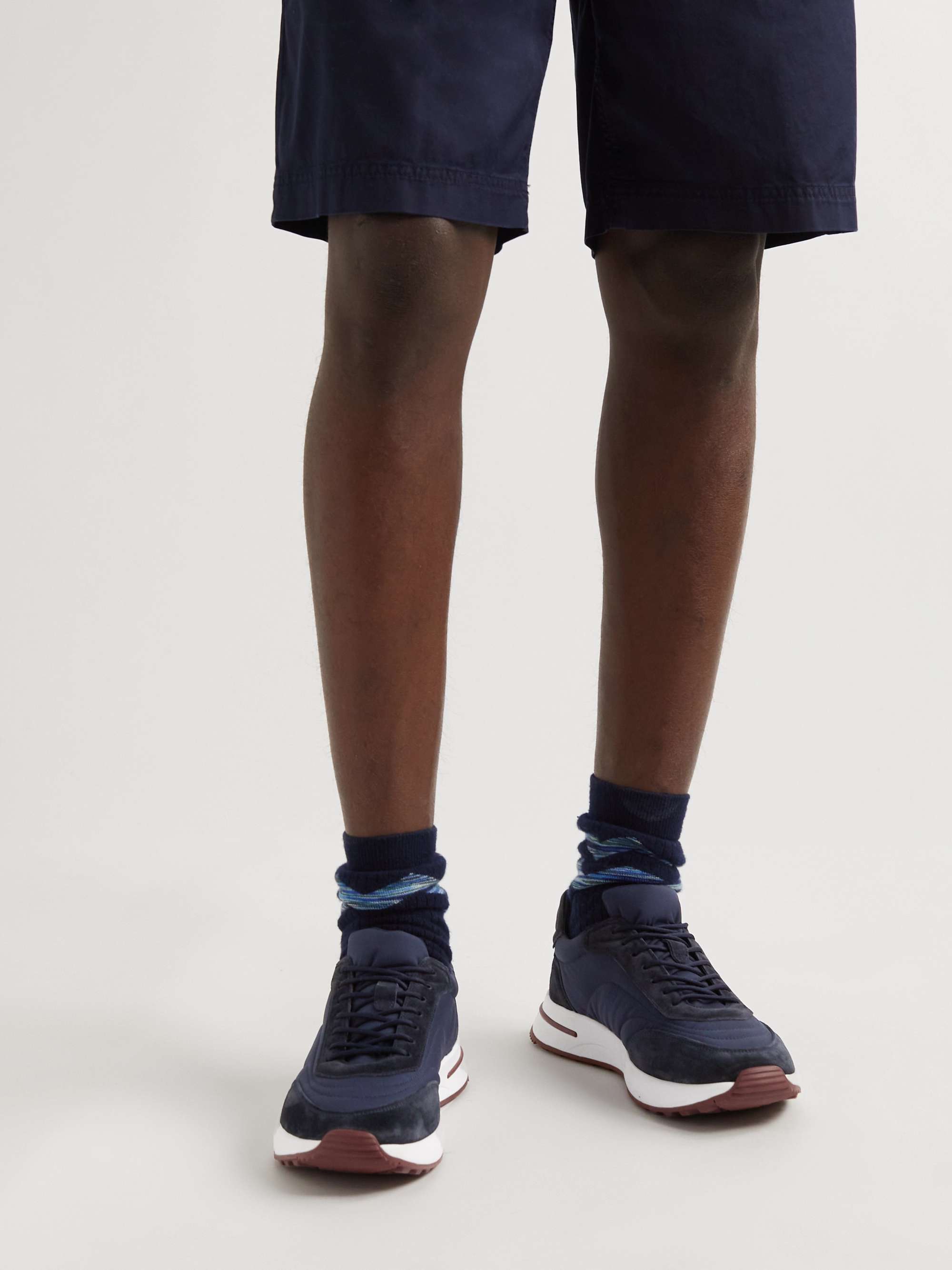 LORO PIANA Weekend Walk Suede-Trimmed Shell Sneakers