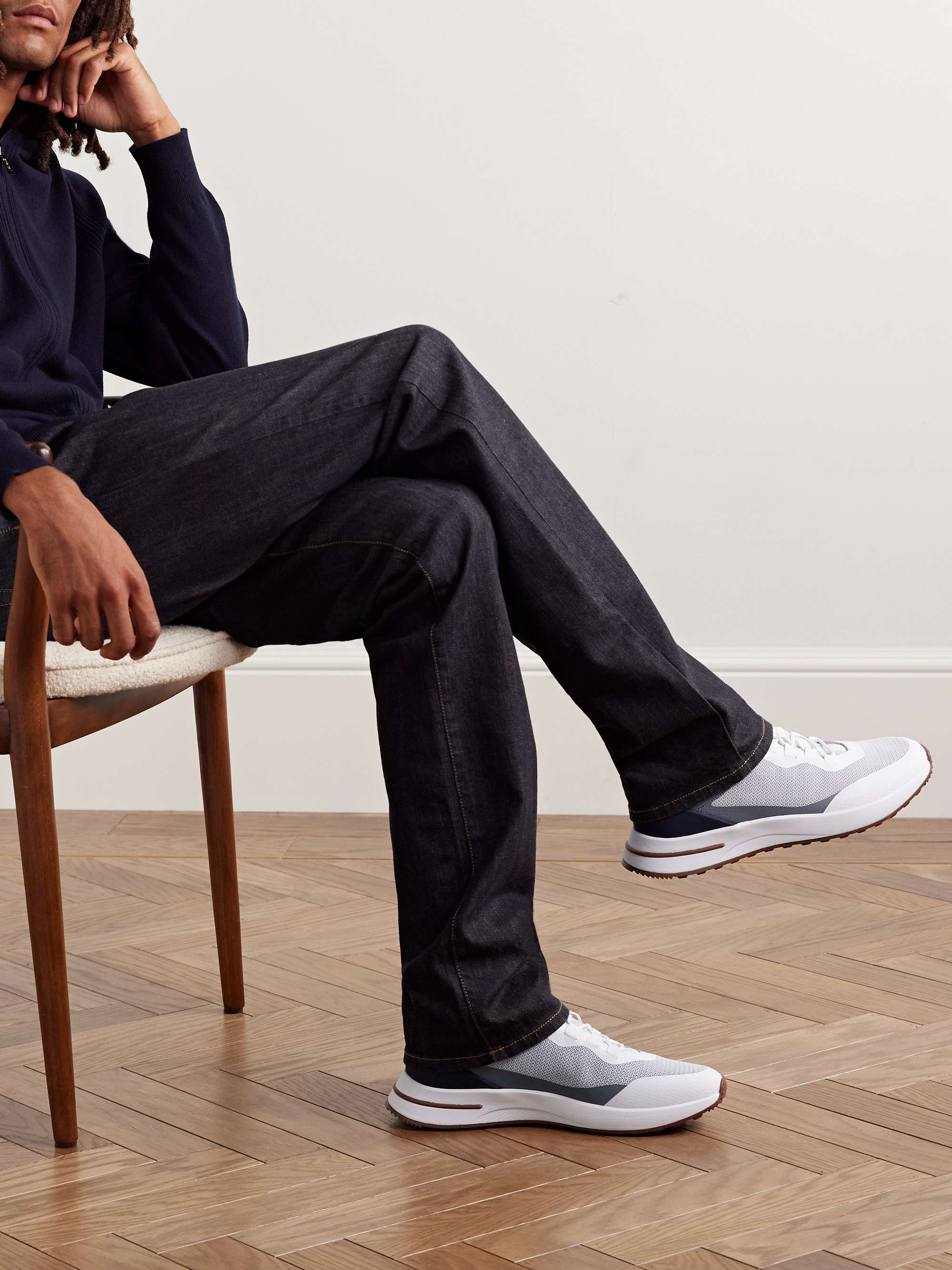 LORO PIANA Weekend Walk Leather-Trimmed Mesh Sneakers