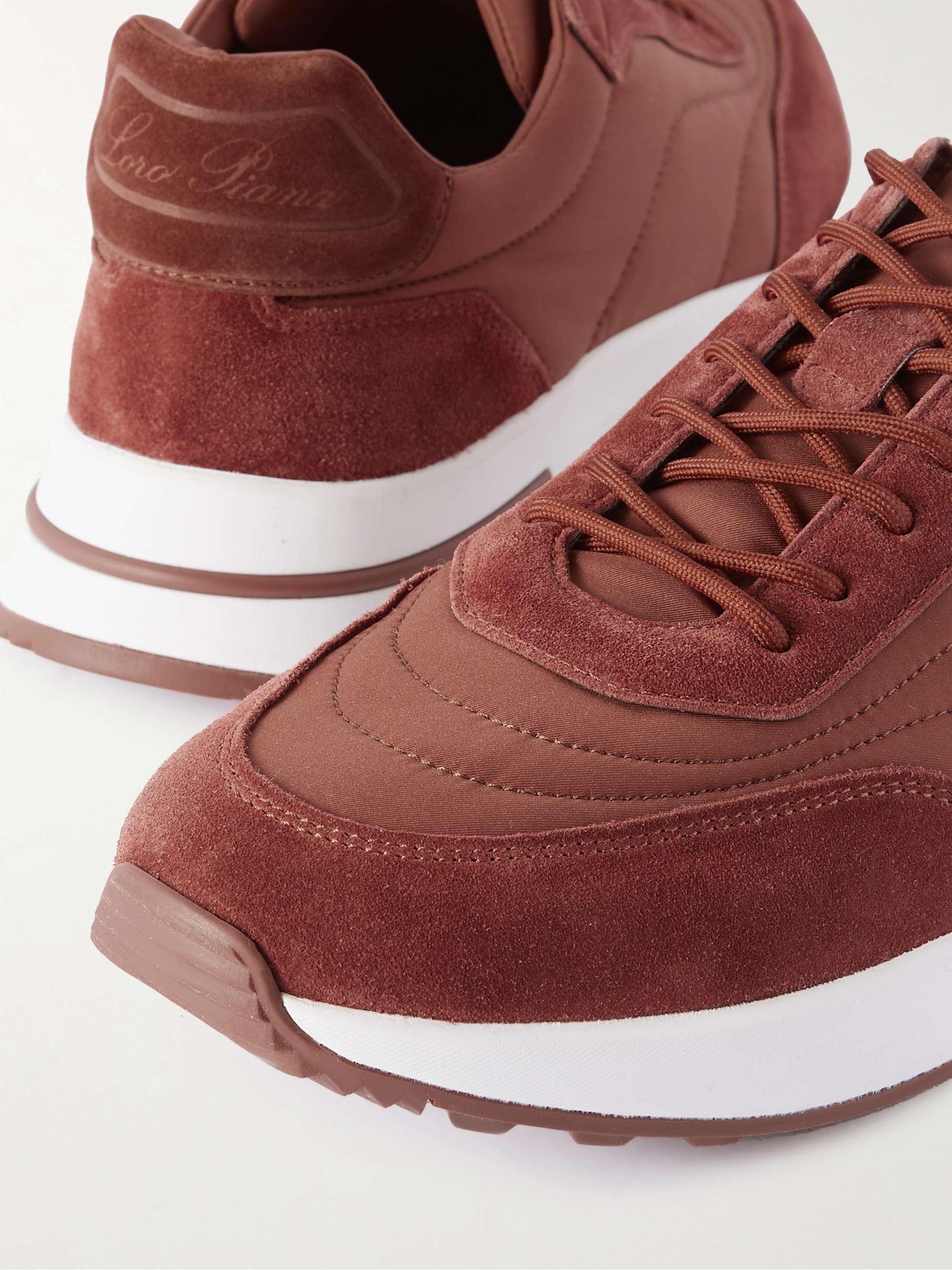 LORO PIANA Weekend Walk Suede-Trimmed Shell Sneakers