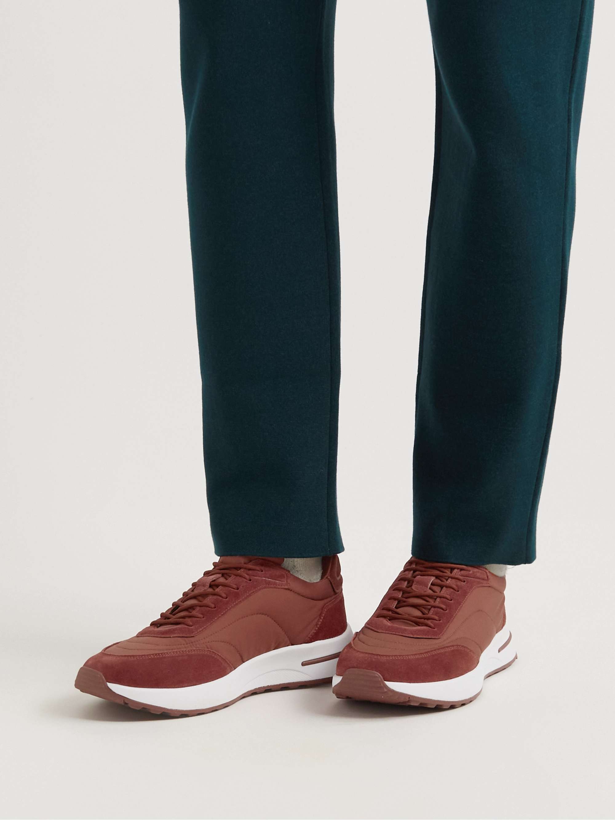 LORO PIANA Weekend Walk Suede-Trimmed Shell Sneakers