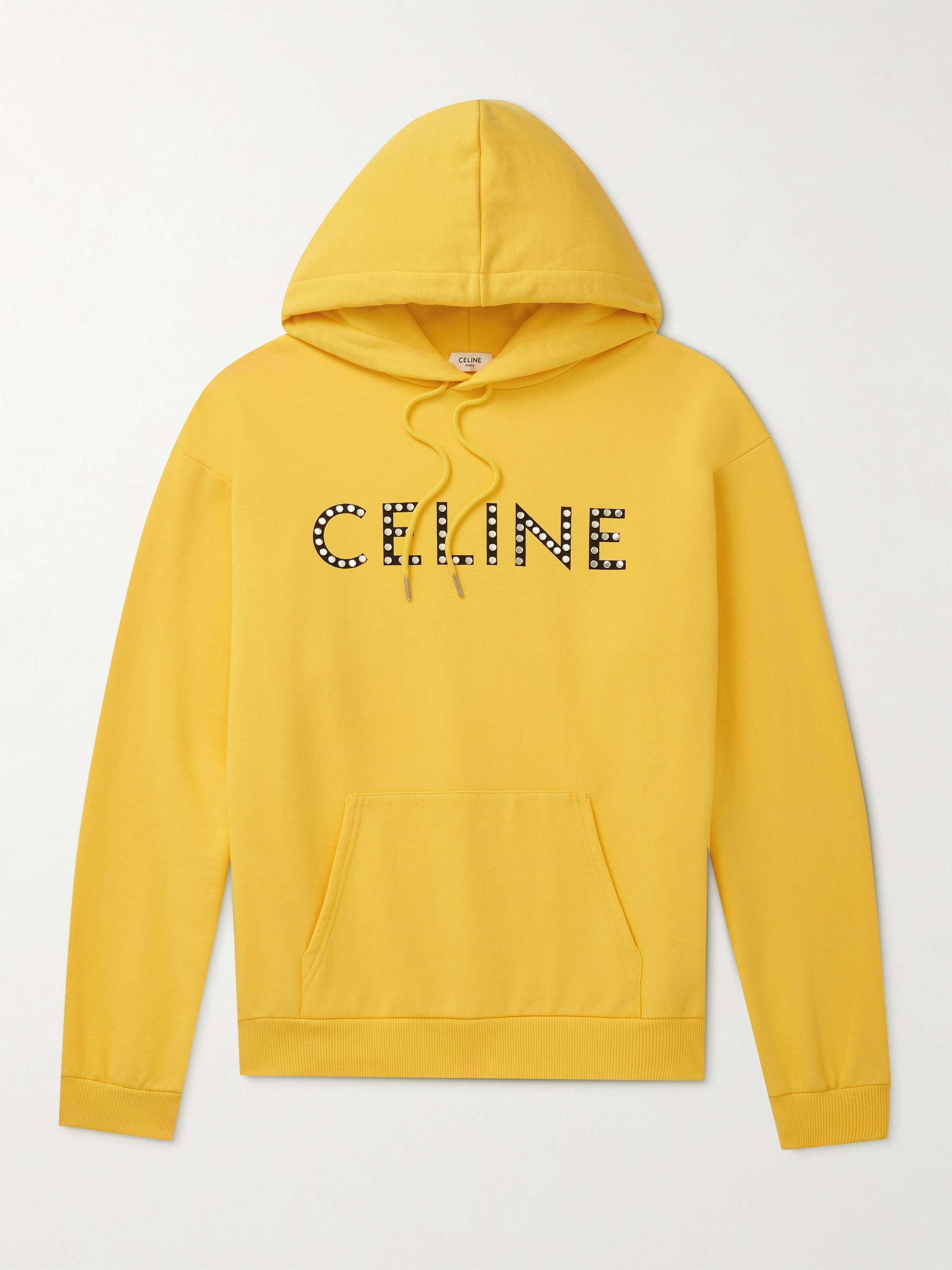 CELINE HOMME Studded Logo-Print Cotton-Jersey Hoodie for Men | MR PORTER