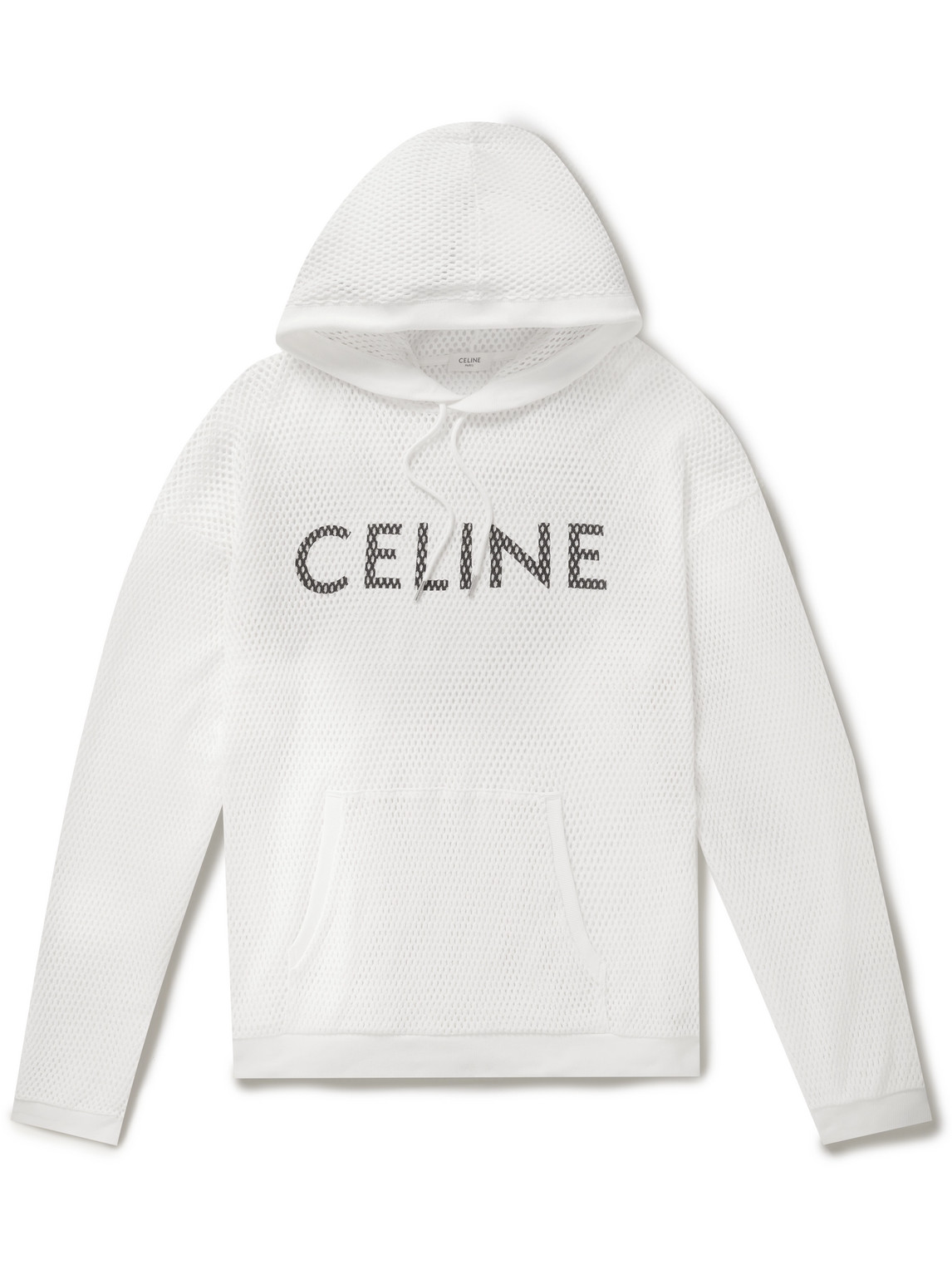 L】CELINE Logoprint Mesh Pullover Hoodie