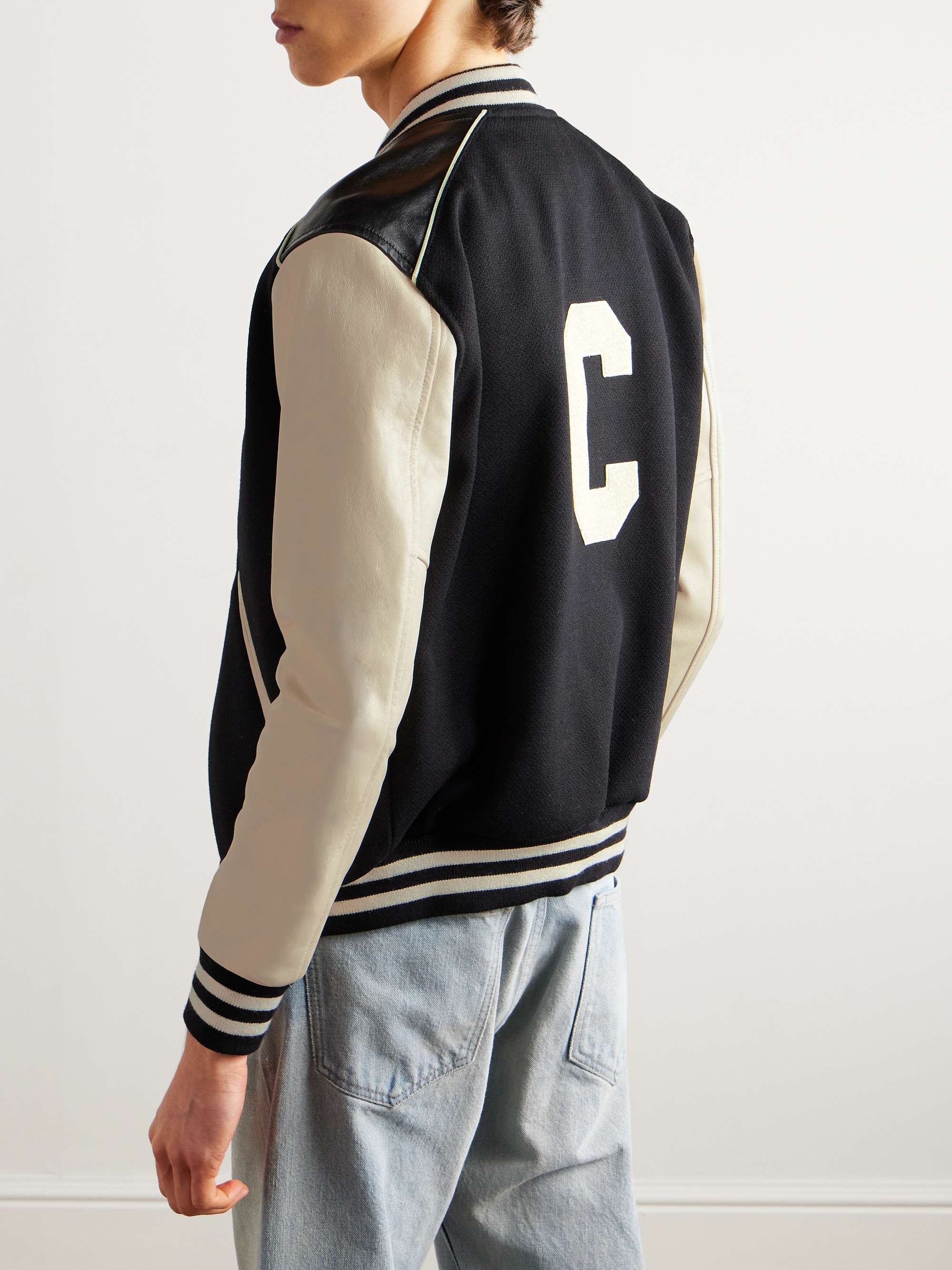 CELINE HOMME Embroidered Virgin Wool-Blend Bomber Jacket