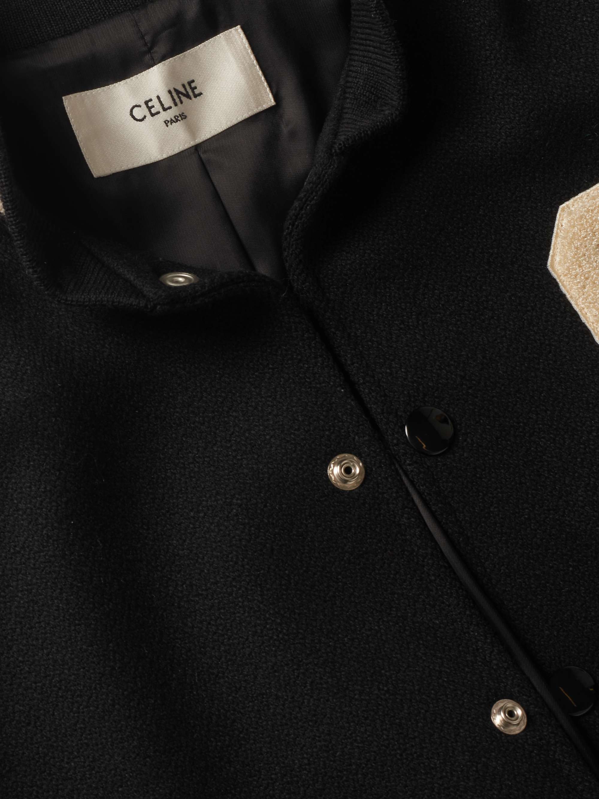 CELINE HOMME Embroidered Virgin Wool-Blend Bomber Jacket