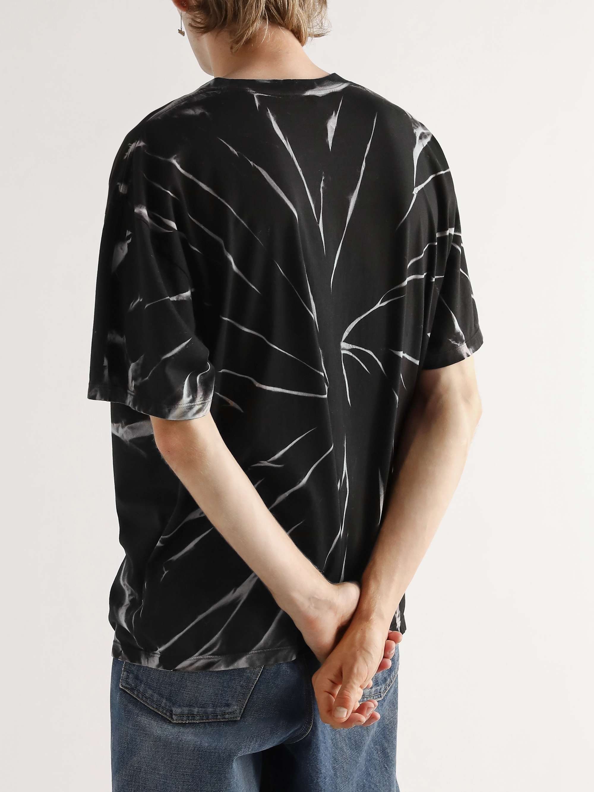 CELINE HOMME Tie-Dyed Logo-Print Cotton-Jersey T-Shirt
