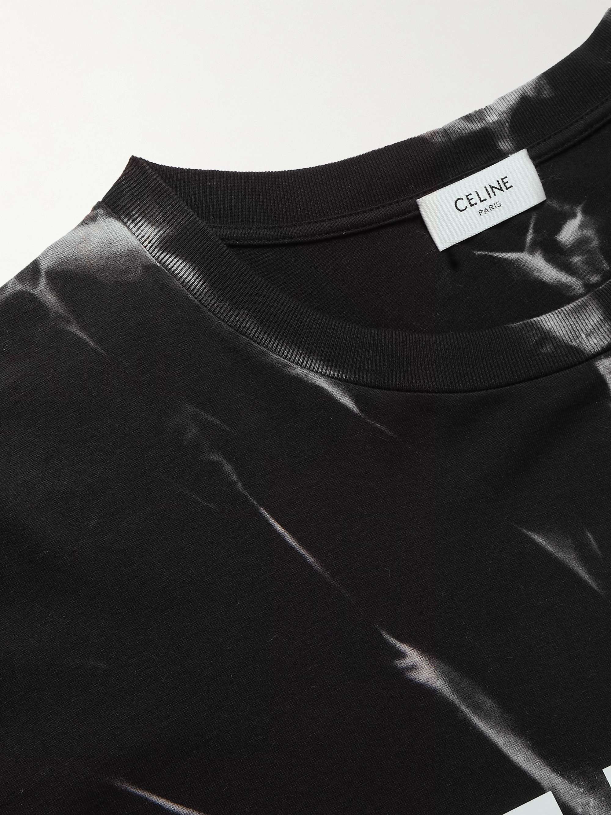 CELINE HOMME Tie-Dyed Logo-Print Cotton-Jersey T-Shirt