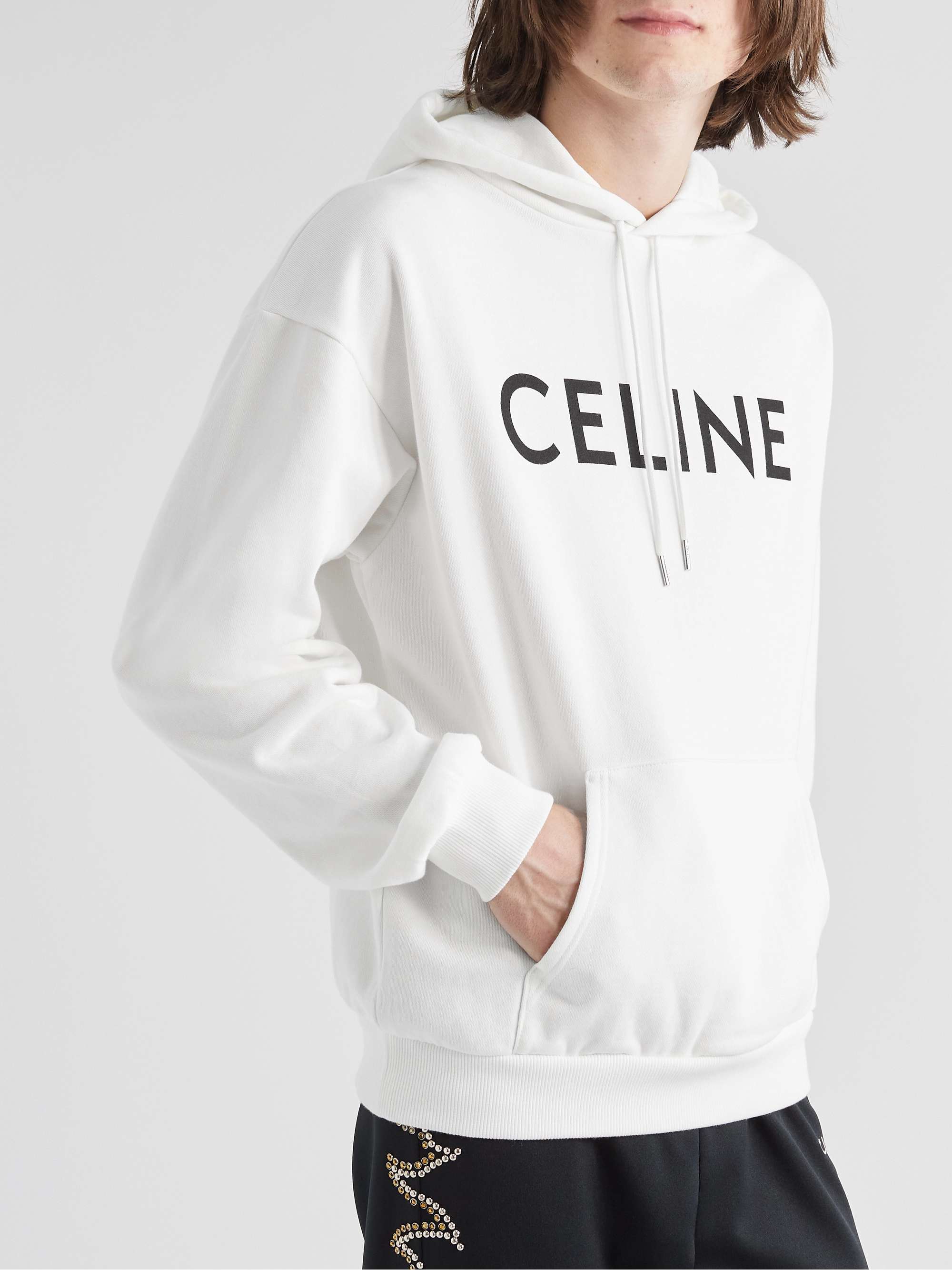 CELINE HOMME Logo-Print Cotton-Jersey Hoodie