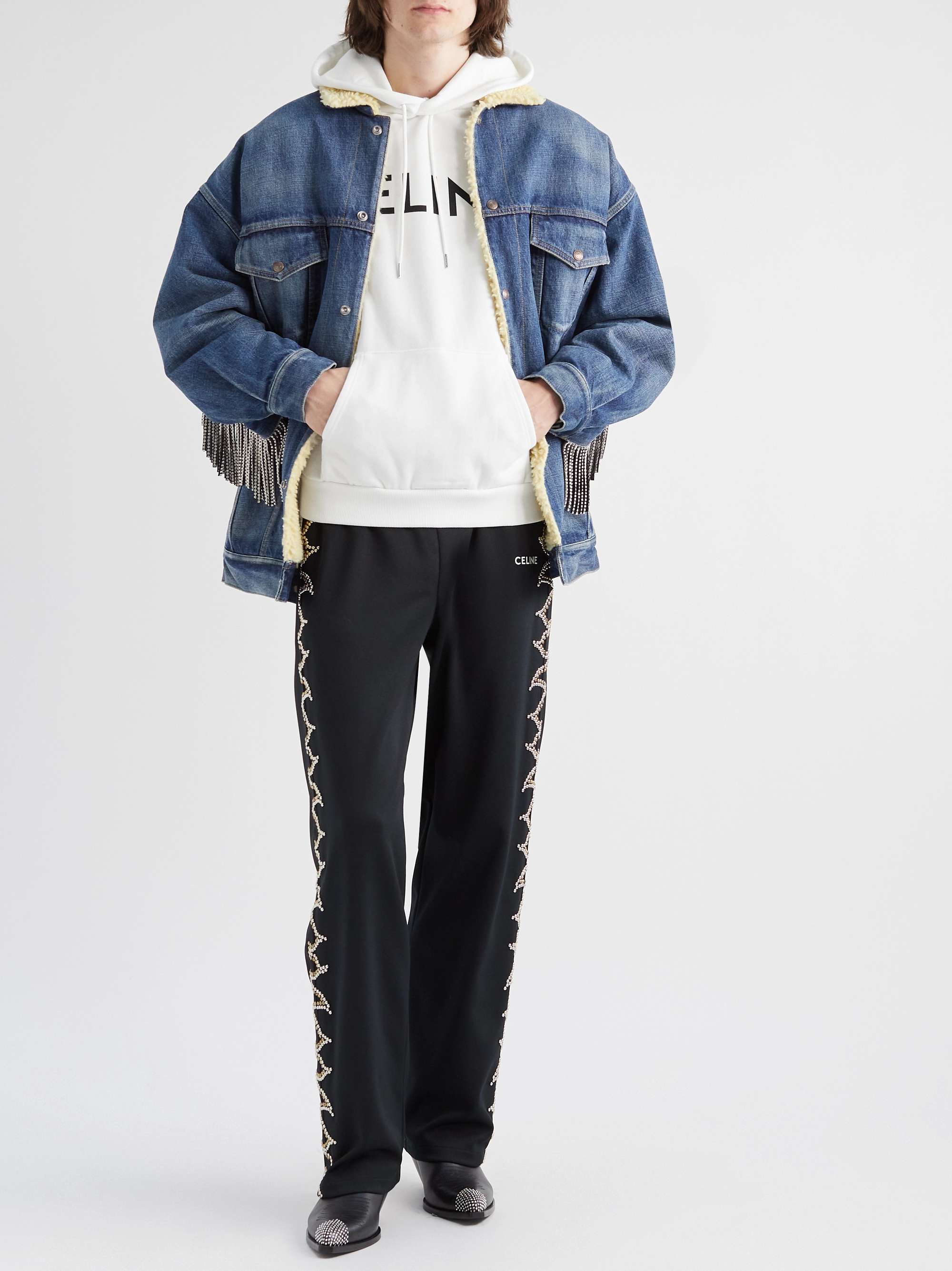 CELINE HOMME Logo-Print Cotton-Jersey Hoodie