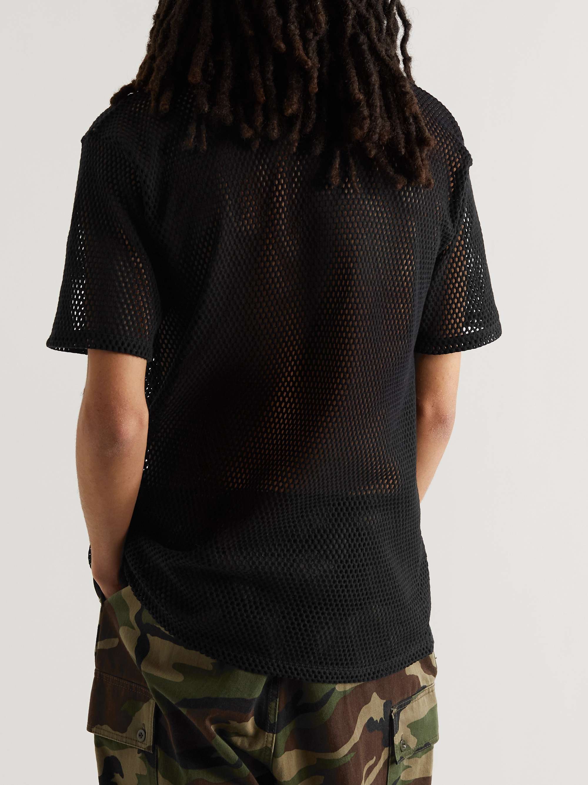 CELINE HOMME Logo-Print Cotton-Mesh T-Shirt