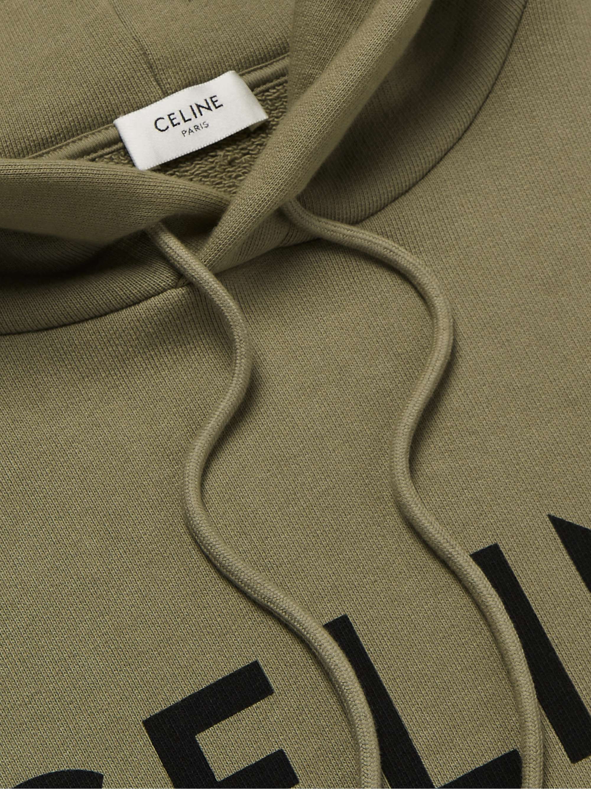 CELINE HOMME Logo-Print Cotton-Jersey Hoodie