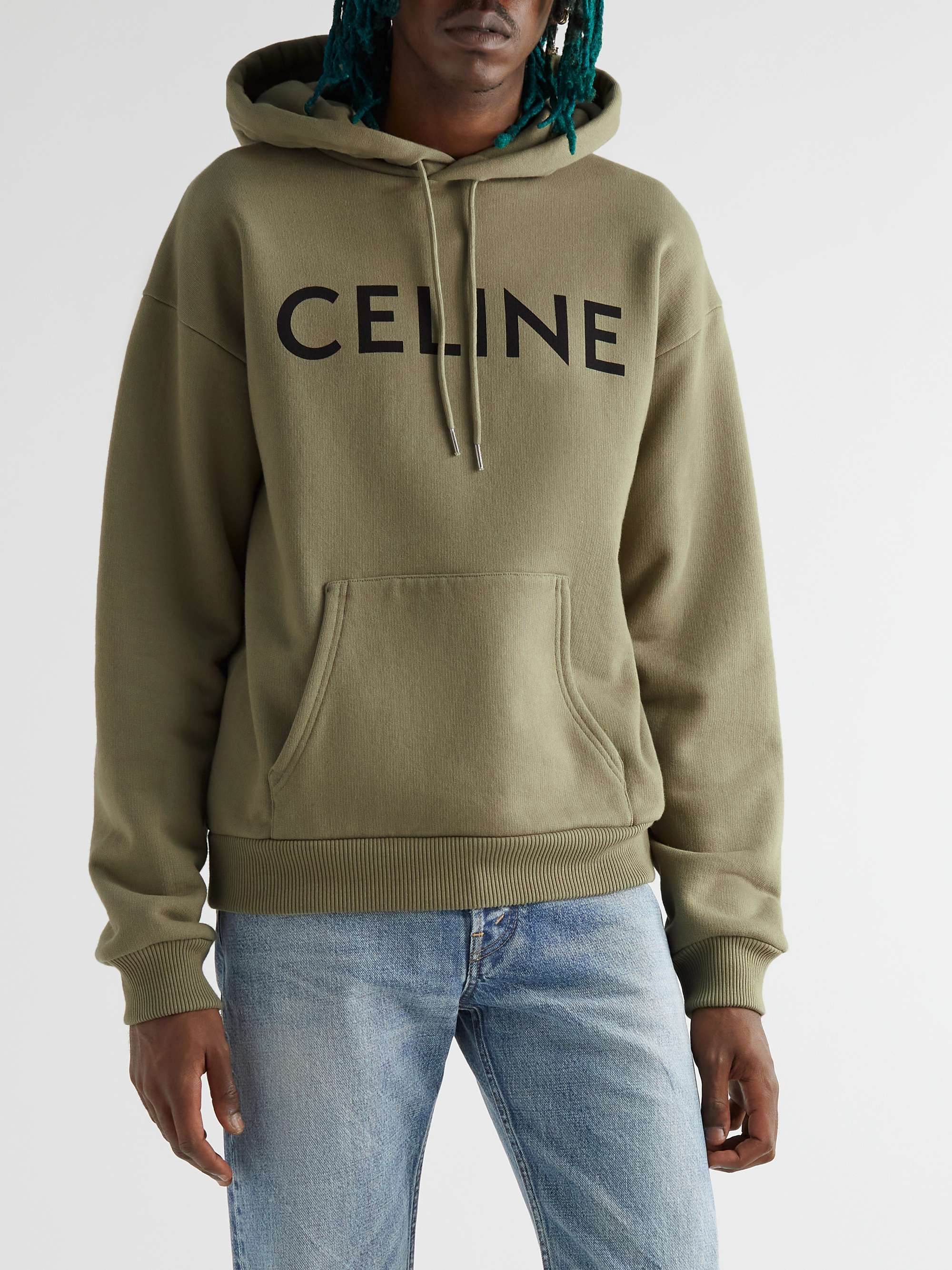 CELINE HOMME Logo-Print Cotton-Jersey Hoodie