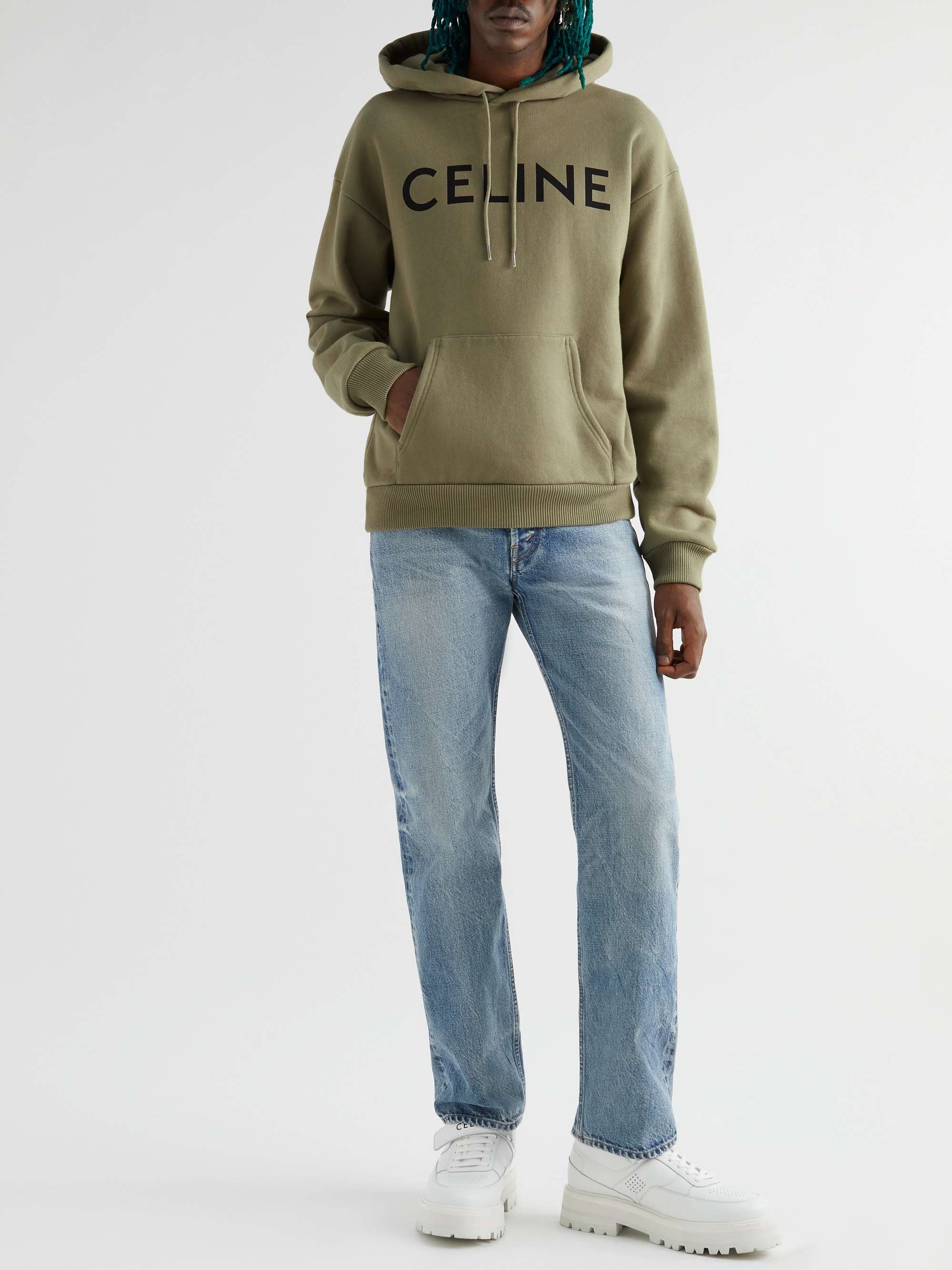 CELINE HOMME Logo-Print Cotton-Jersey Hoodie