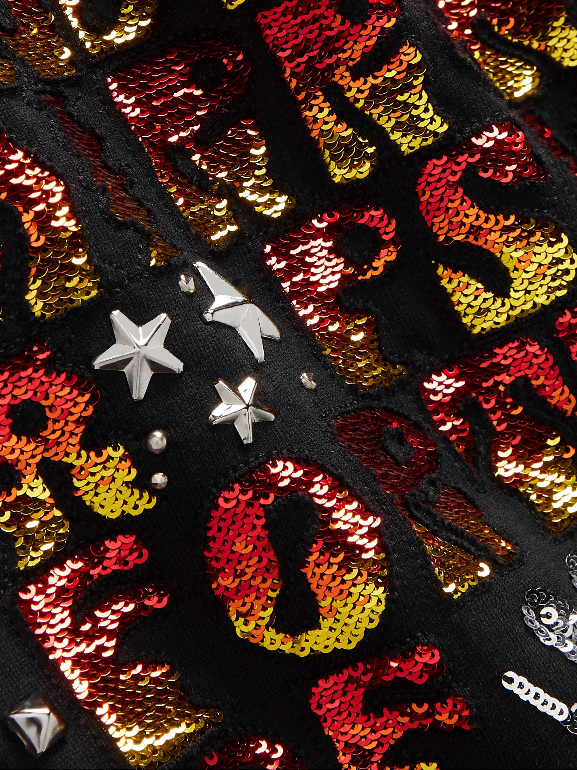 CELINE Embellished Embroidered Cotton-Jersey T-Shirt