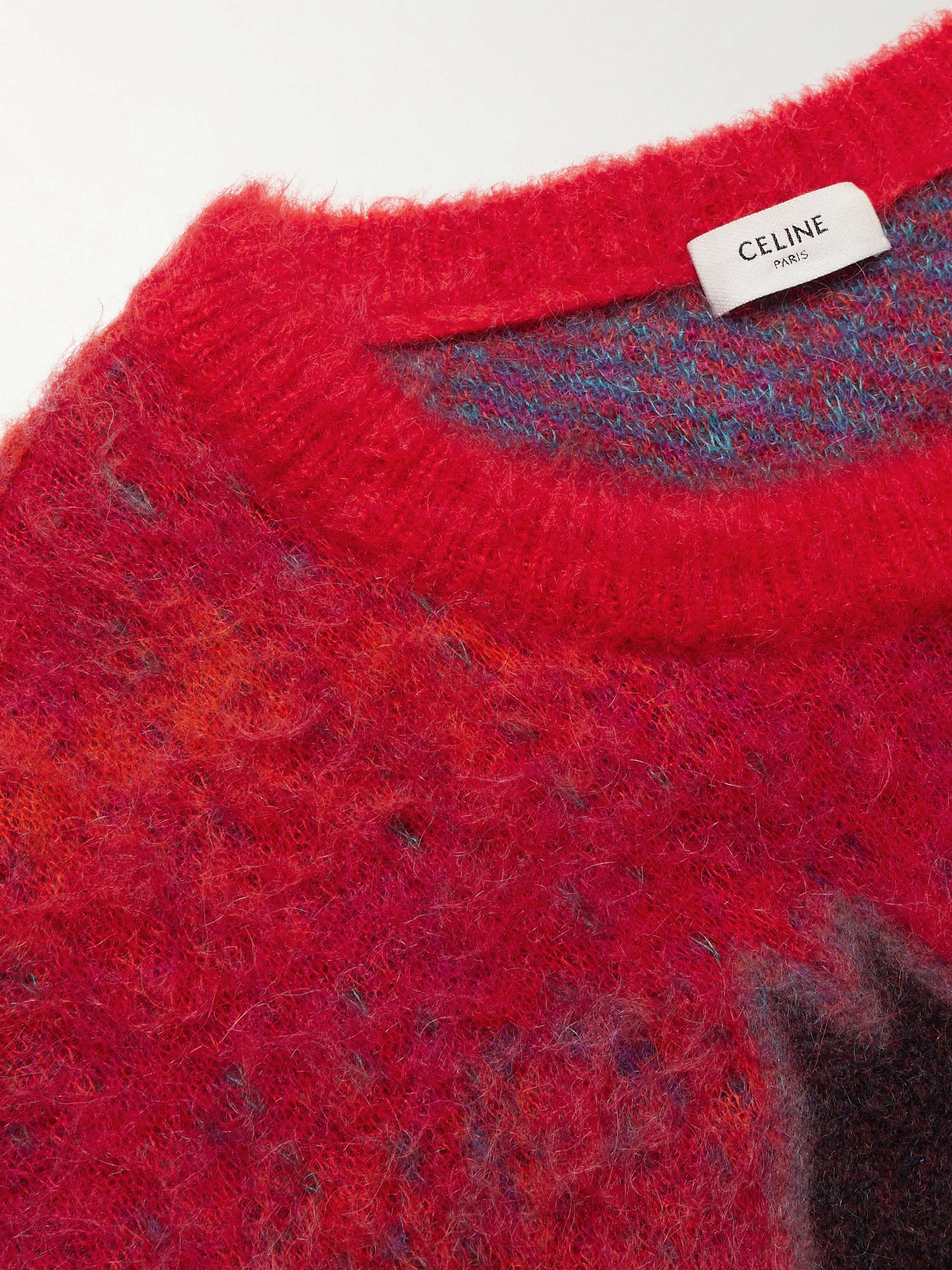 CELINE Embellished Appliquéd Dégradé Mohair-Blend Sweater