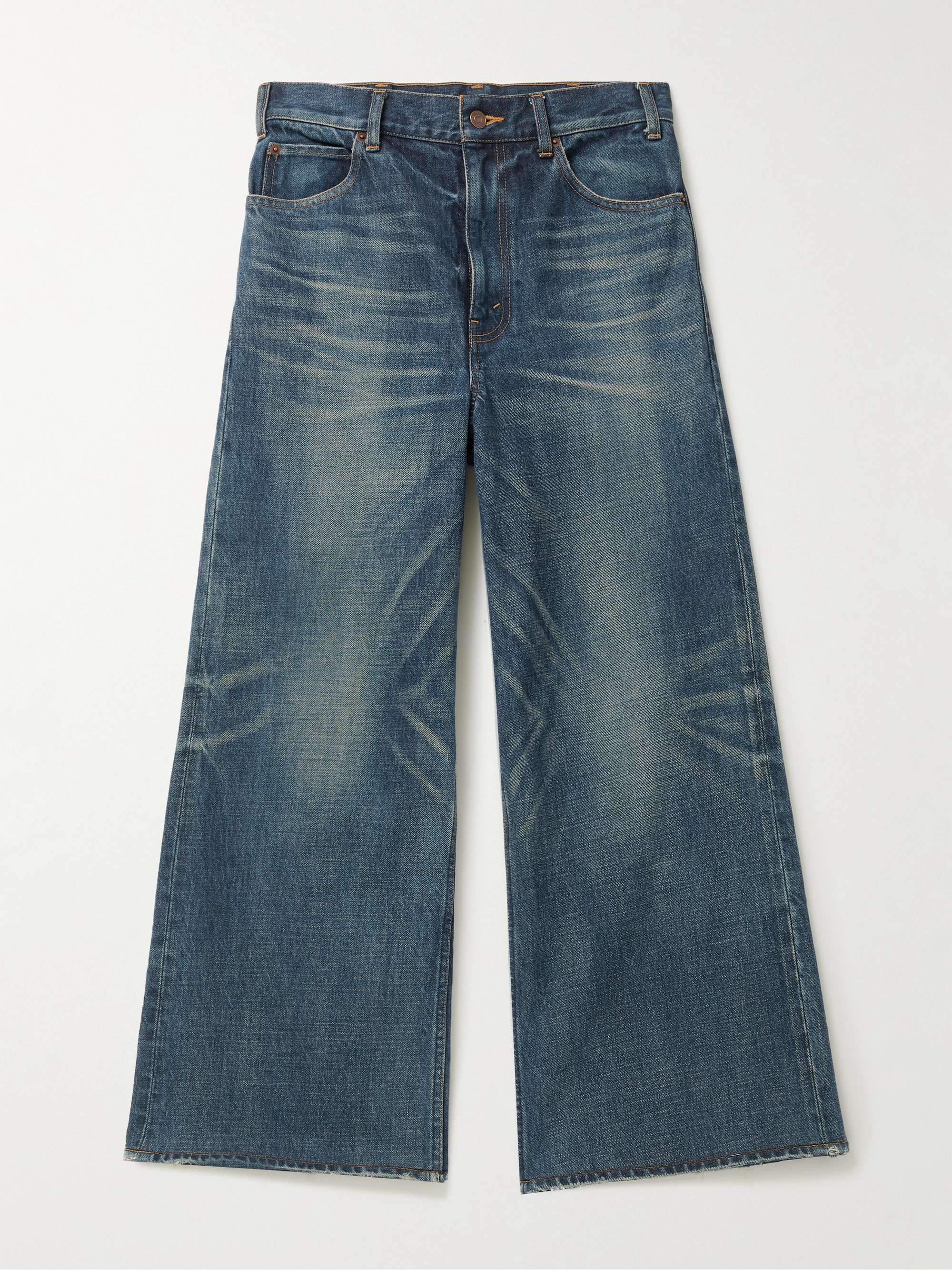 CELINE HOMME Flared Cropped Distressed Jeans for Men | MR PORTER