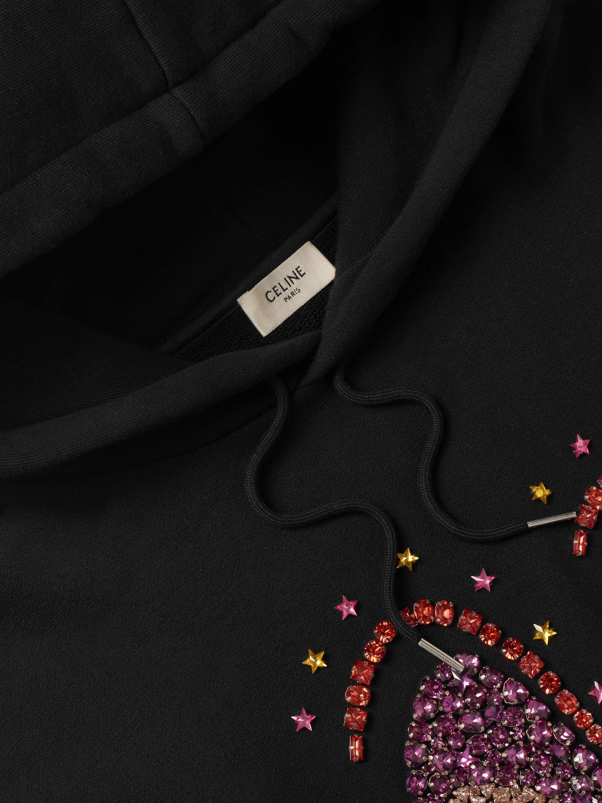 CELINE Oversized Crystal-Embellished Cotton-Jersey Hoodie