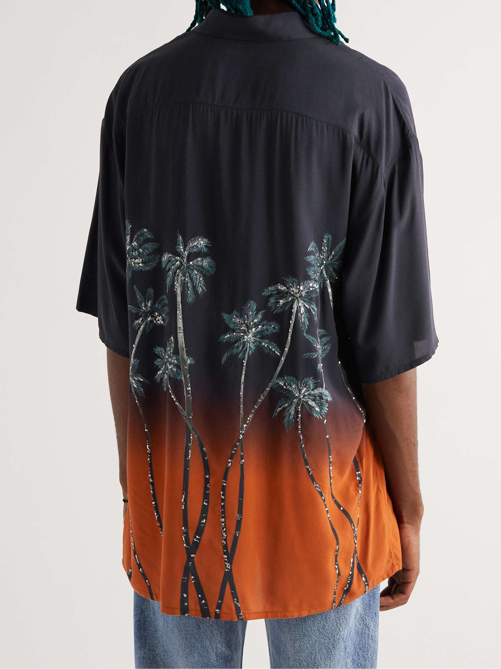 CELINE Sequin-Embellished Printed Dégradé Woven Shirt