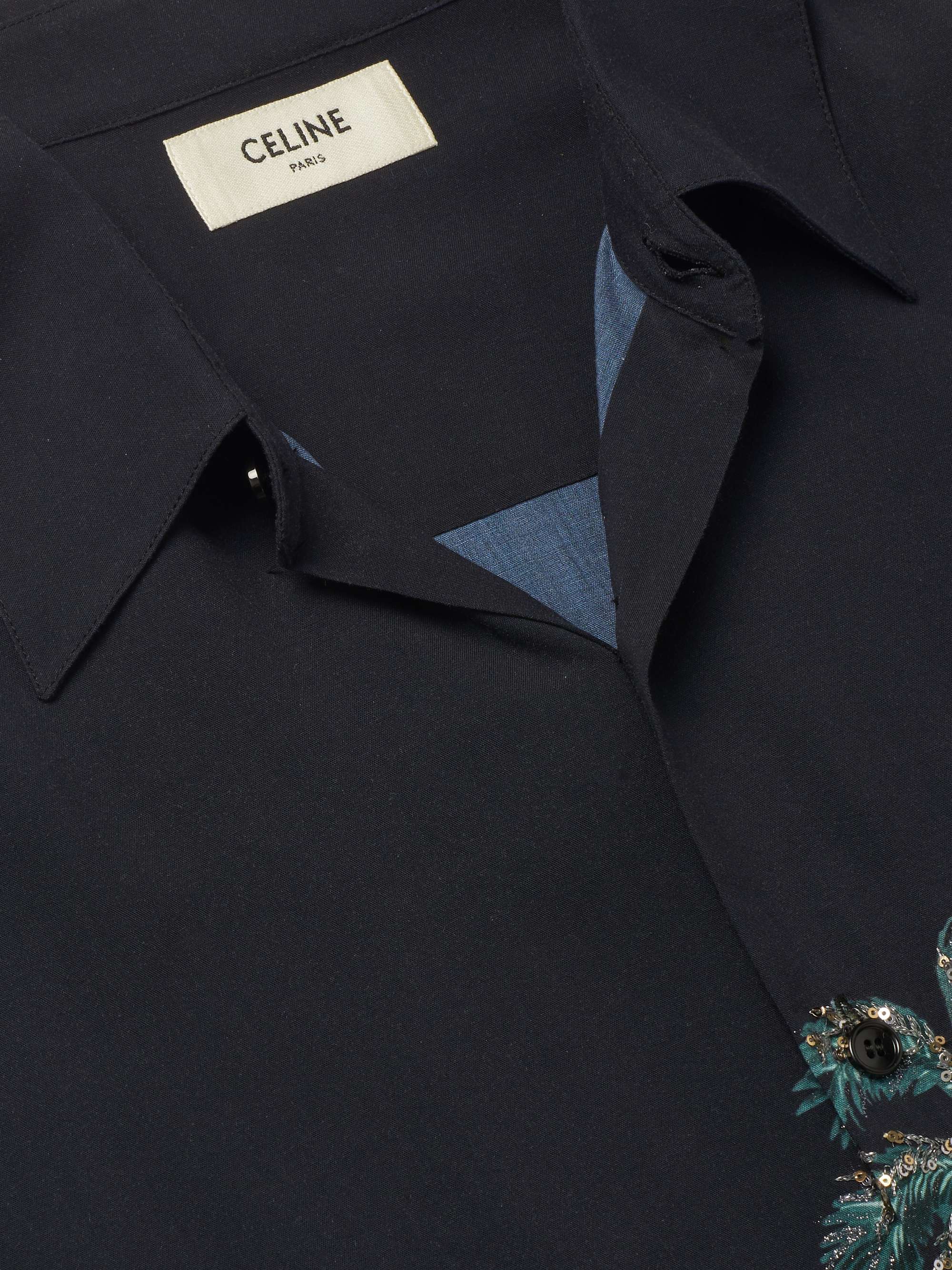 CELINE Sequin-Embellished Printed Dégradé Woven Shirt