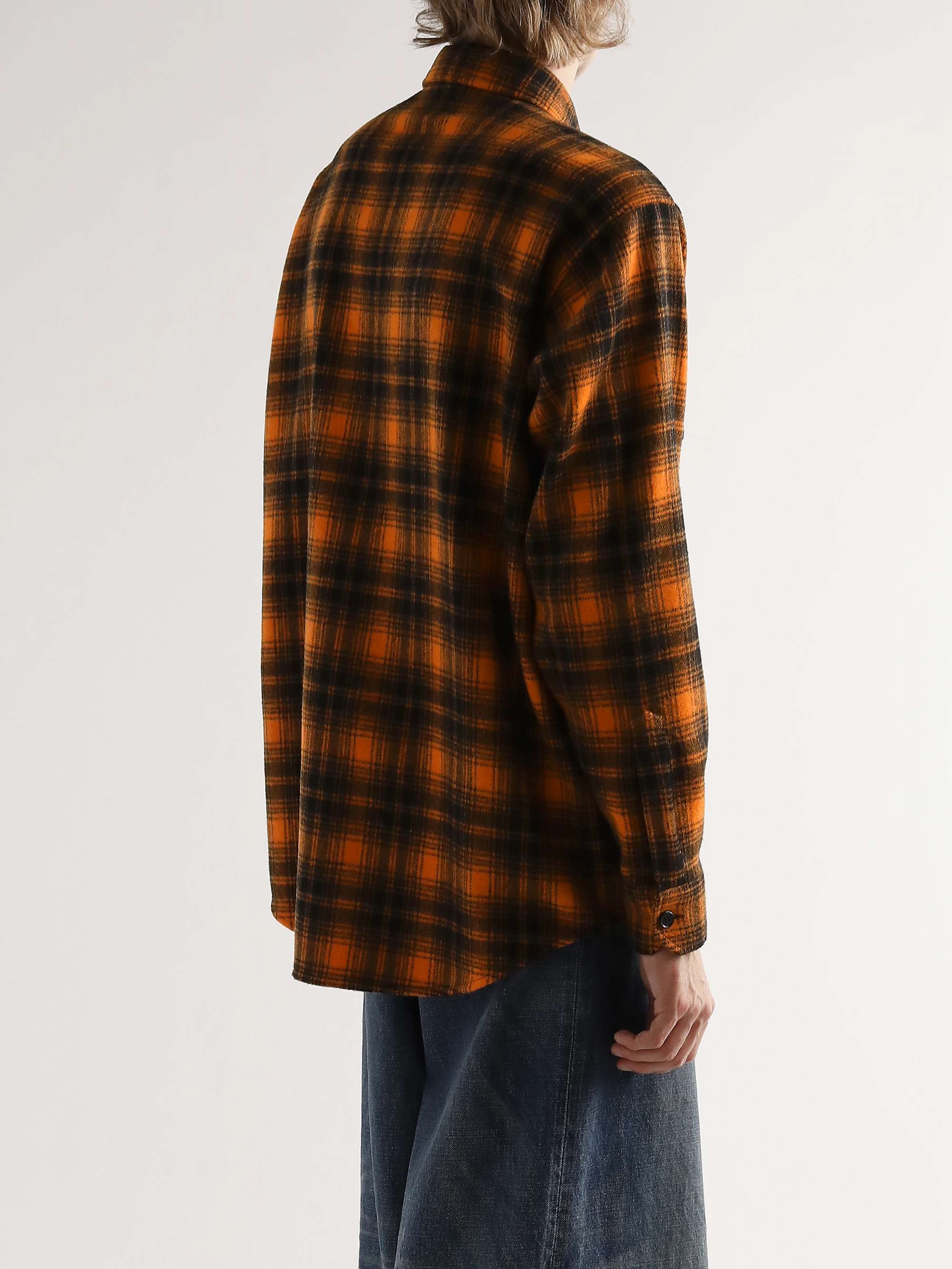 CELINE HOMME Checked Wool-Blend Flannel Shirt
