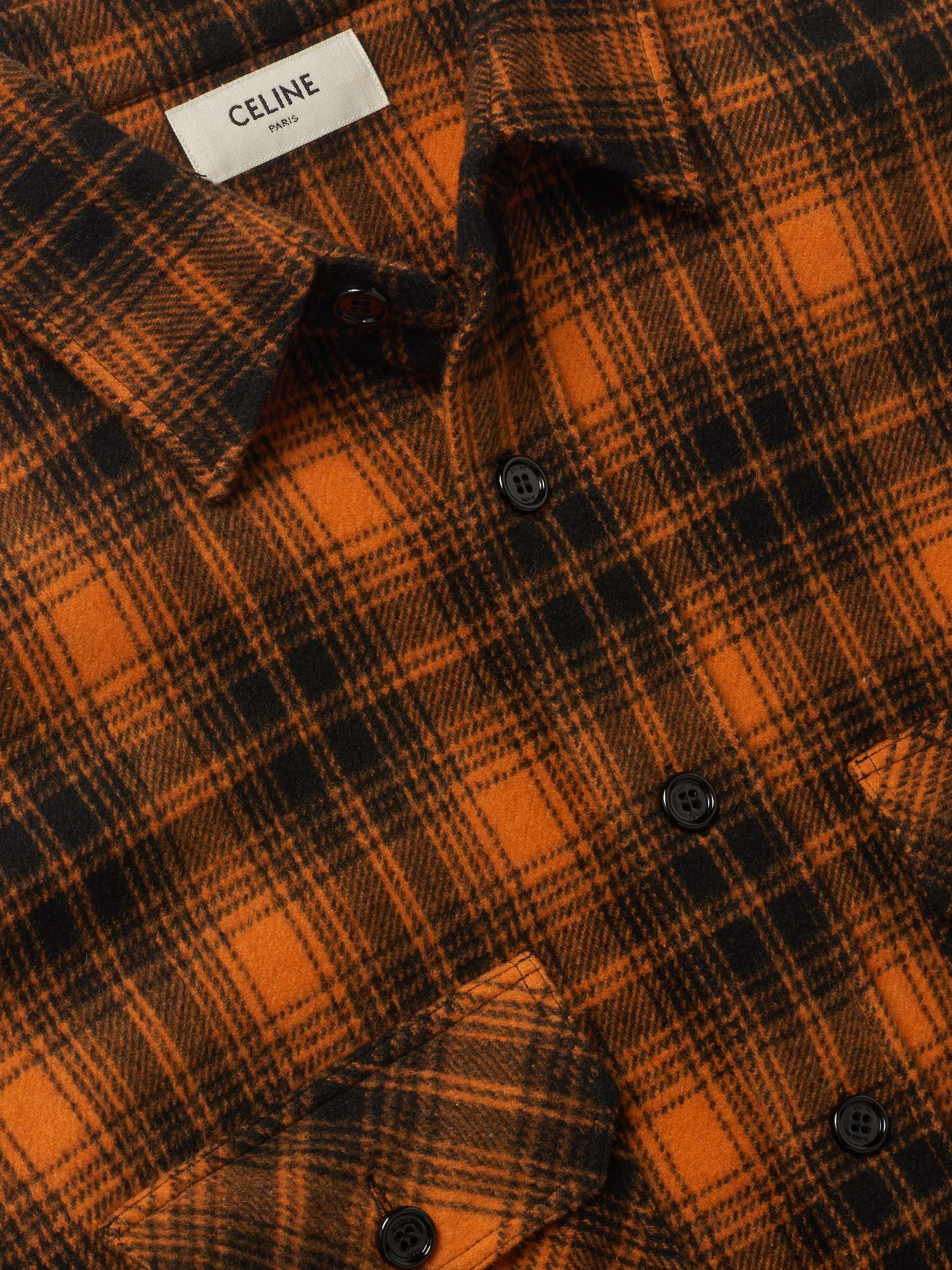 CELINE HOMME Checked Wool-Blend Flannel Shirt