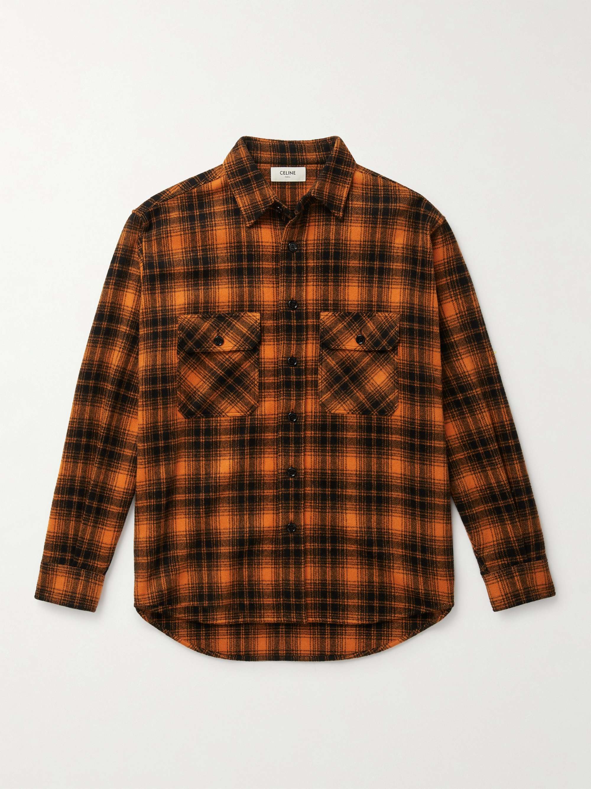 CELINE Checked Wool-Blend Flannel Shirt