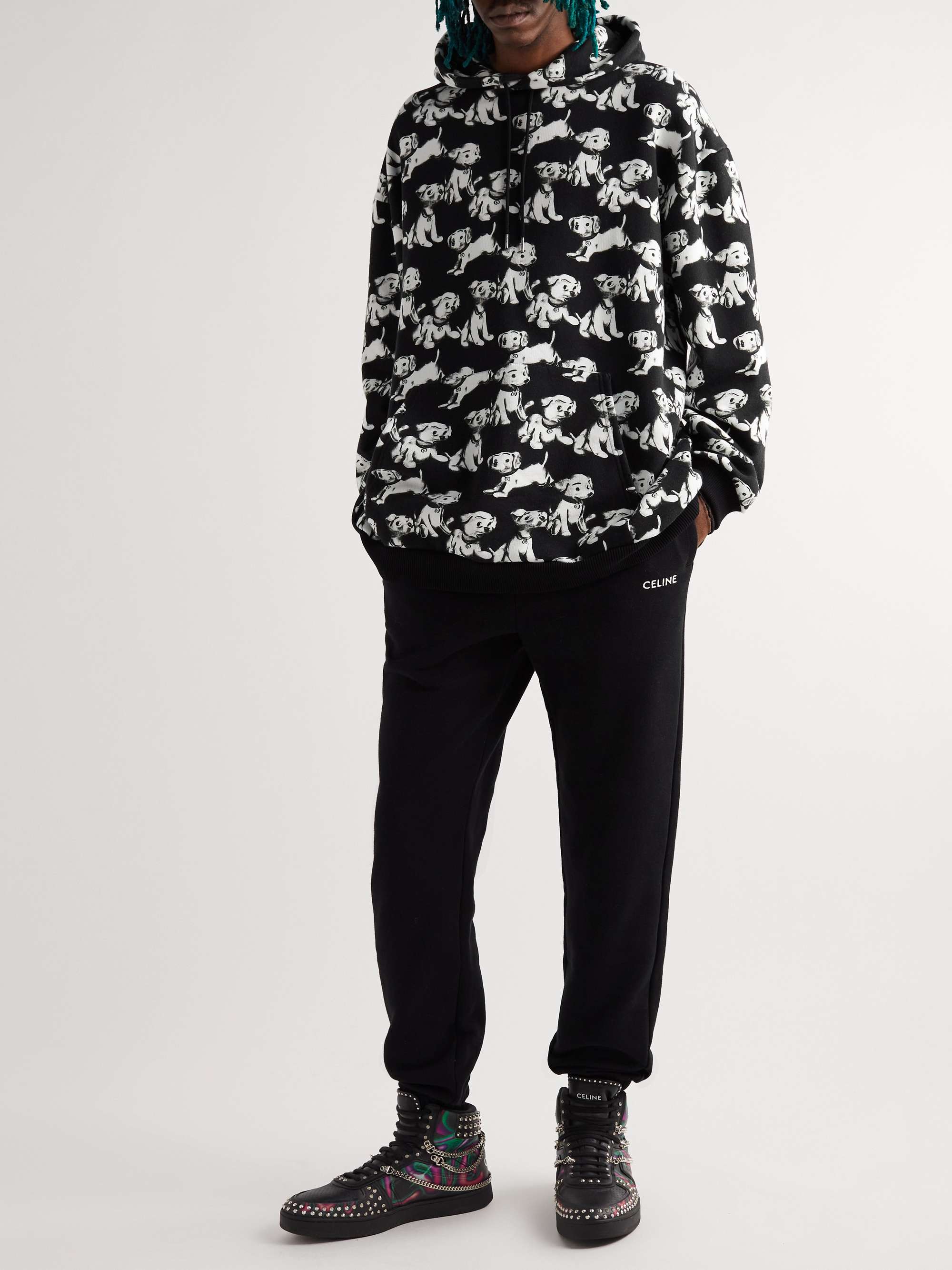 celine hoodie black and white